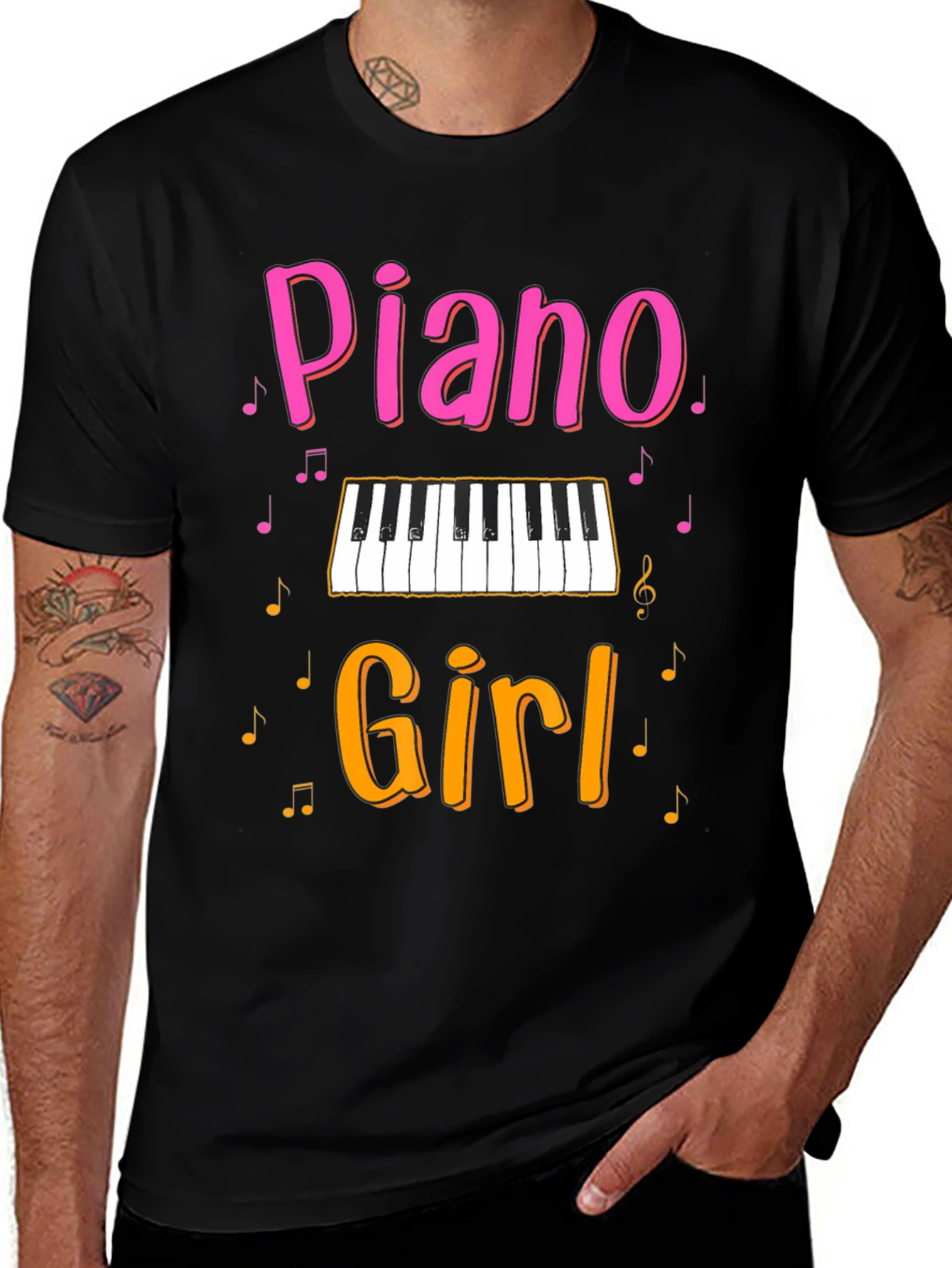 Piano Girl Graphic Tee - Music Lover T-Shirt