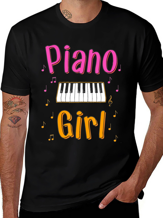 Piano Girl Graphic Tee - Music Lover T-Shirt