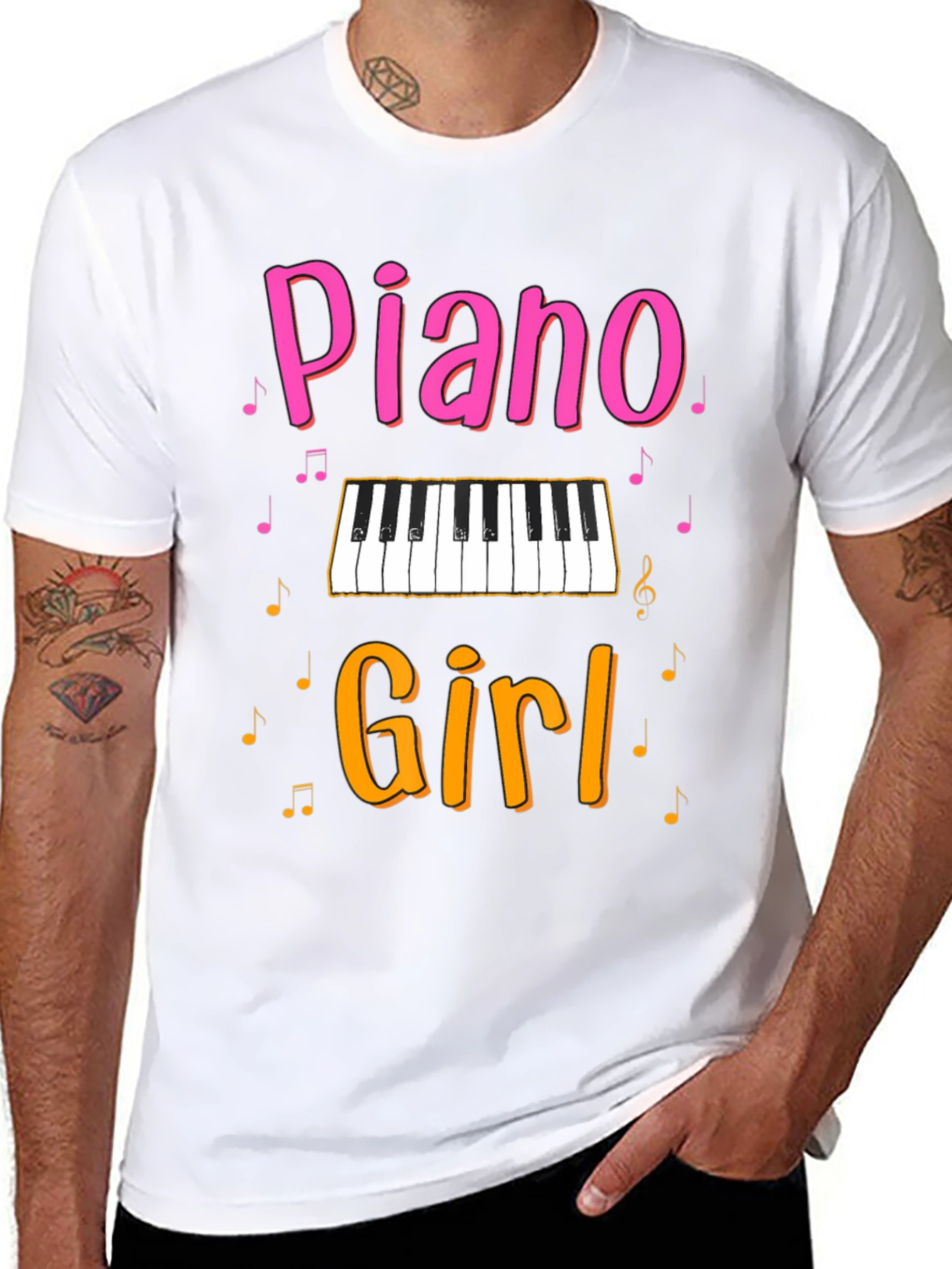 Piano Girl Graphic Tee - Music Lover T-Shirt