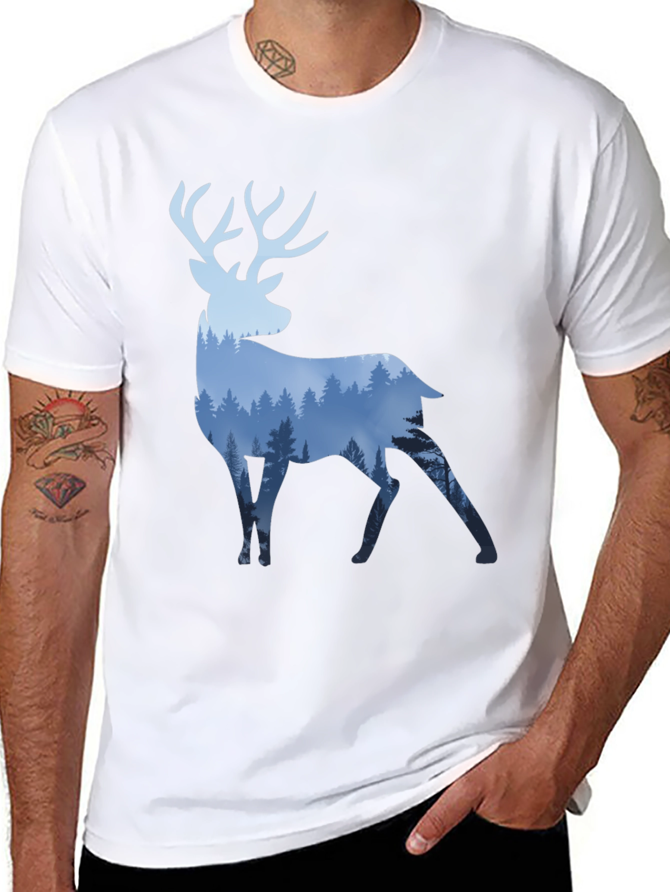 Deer Forest Graphic Tee - Mens Black T-Shirt
