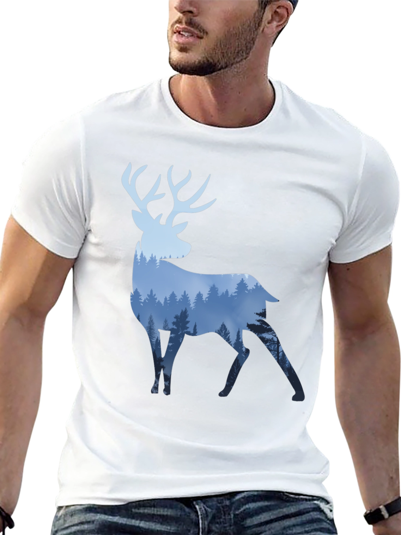 Deer Forest Graphic Tee - Mens Black T-Shirt