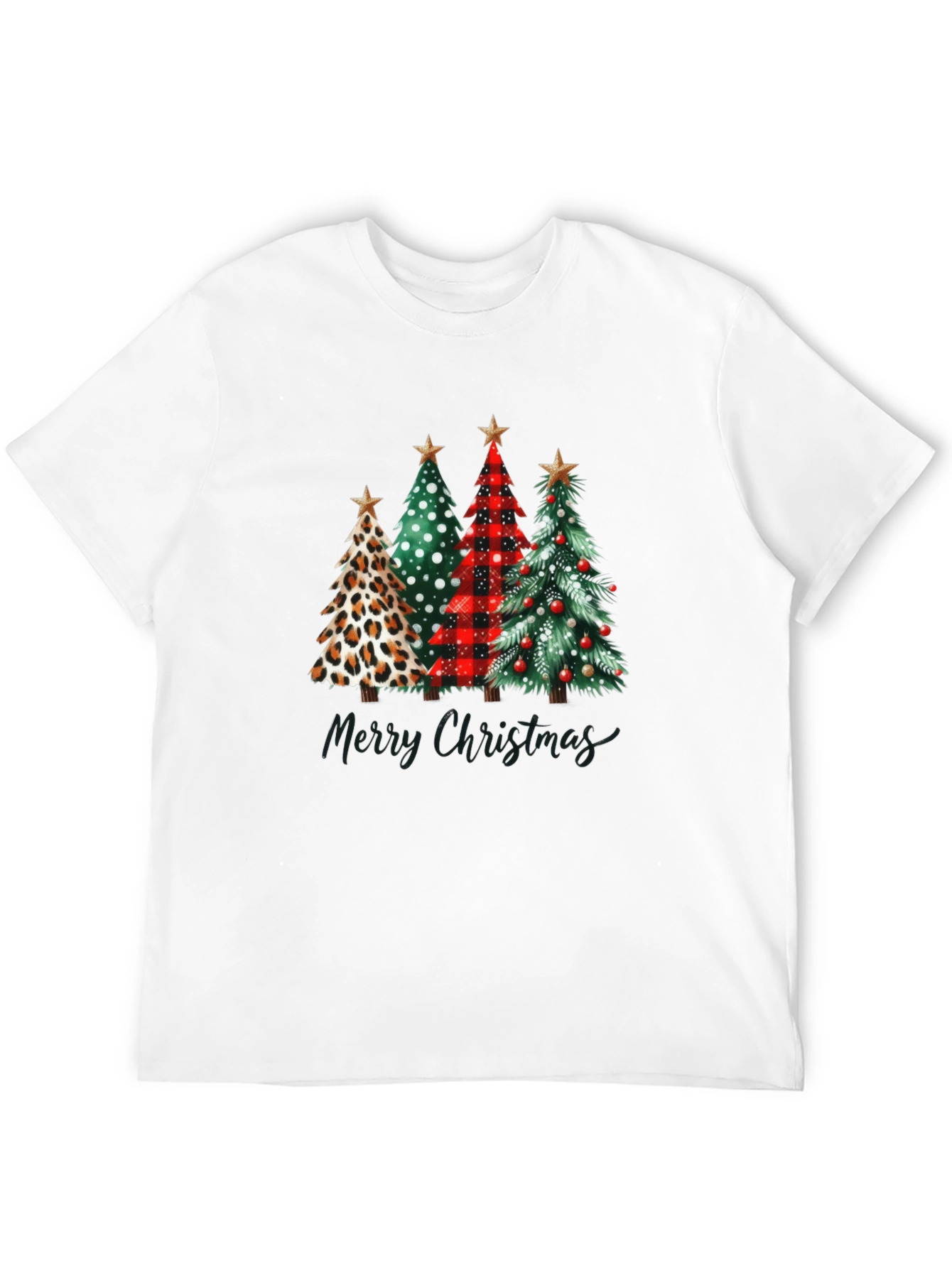 Merry Christmas Trees Black T-Shirt