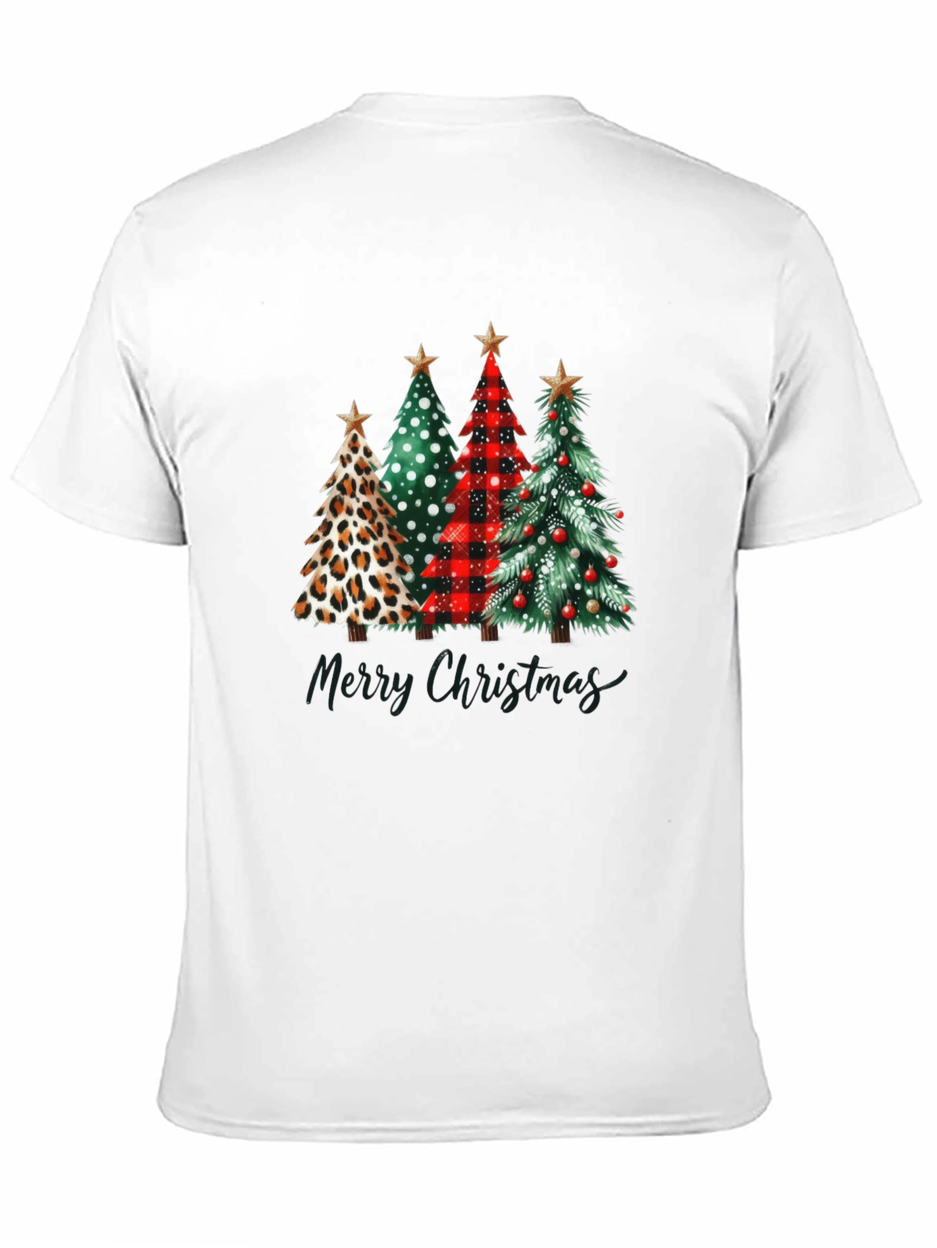 Merry Christmas Trees Black T-Shirt