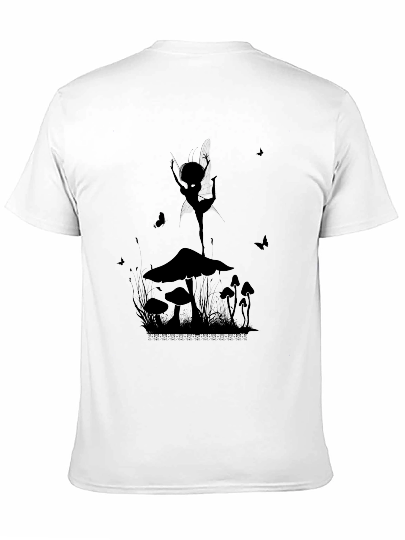 Mushroom Fairy Graphic T-Shirt - Black Cotton Tee