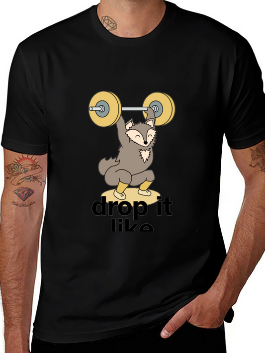 Funny Wolf Weightlifting Tee - Drop It Like a Squat