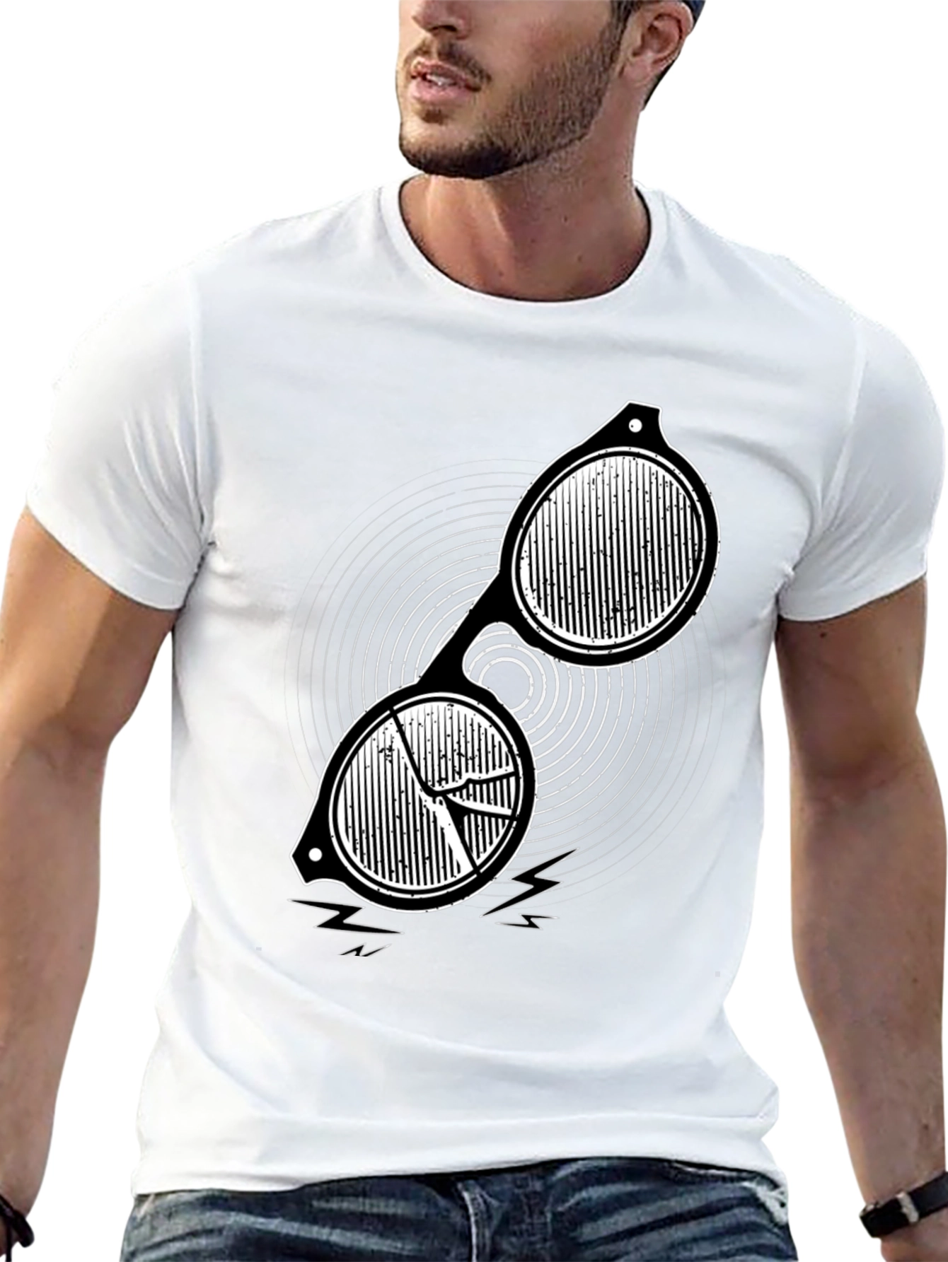 Abstract Sunglasses Graphic Tee - Black