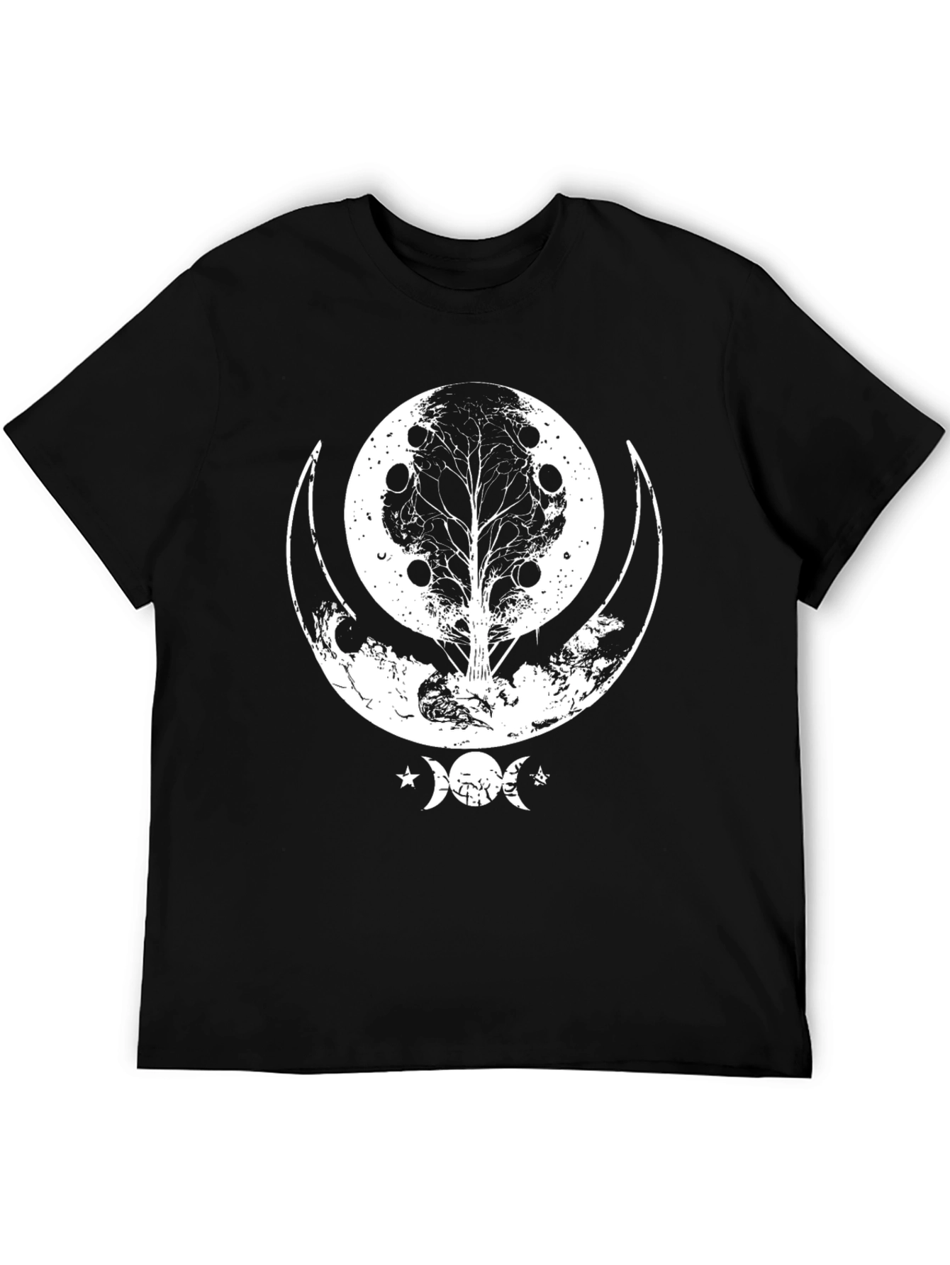 Celestial Tree Moon T-Shirt - Black Graphic Tee