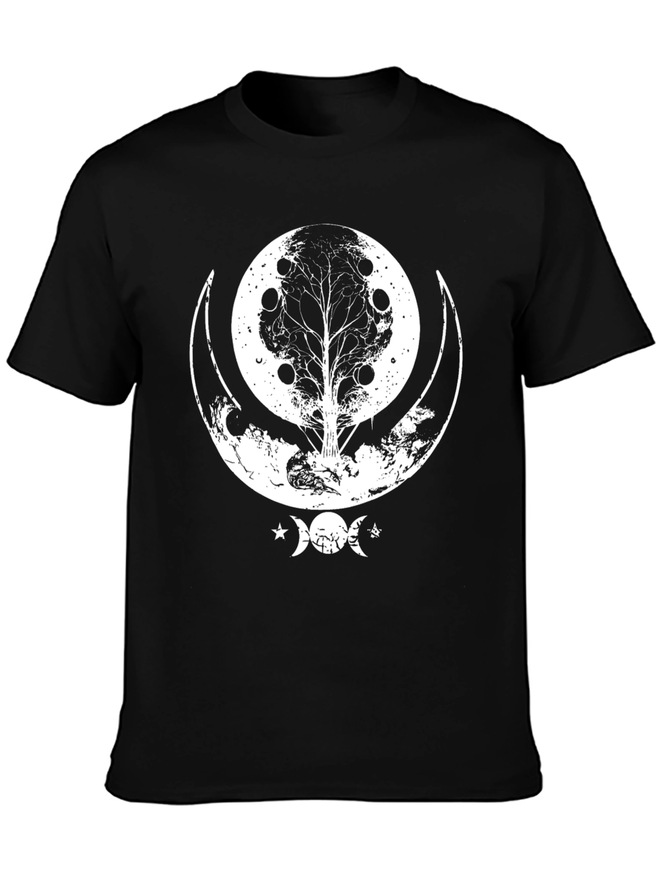 Celestial Tree Moon T-Shirt - Black Graphic Tee