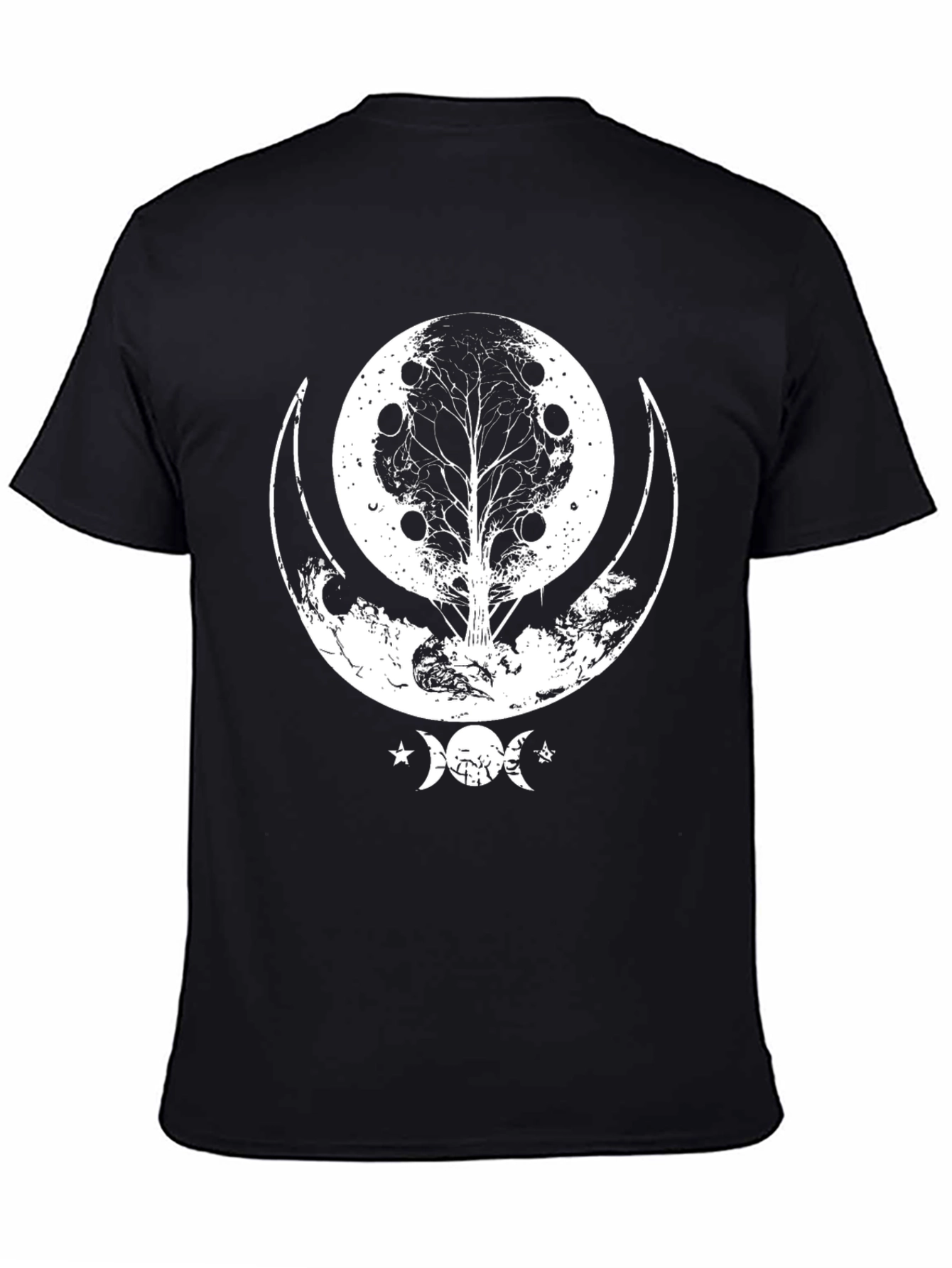 Celestial Tree Moon T-Shirt - Black Graphic Tee
