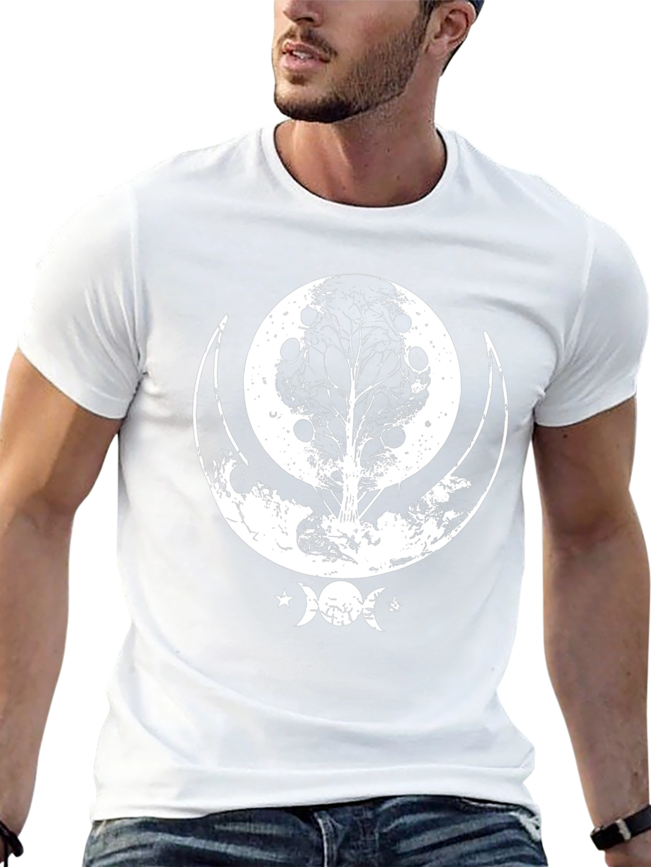 Celestial Tree Moon T-Shirt - Black Graphic Tee