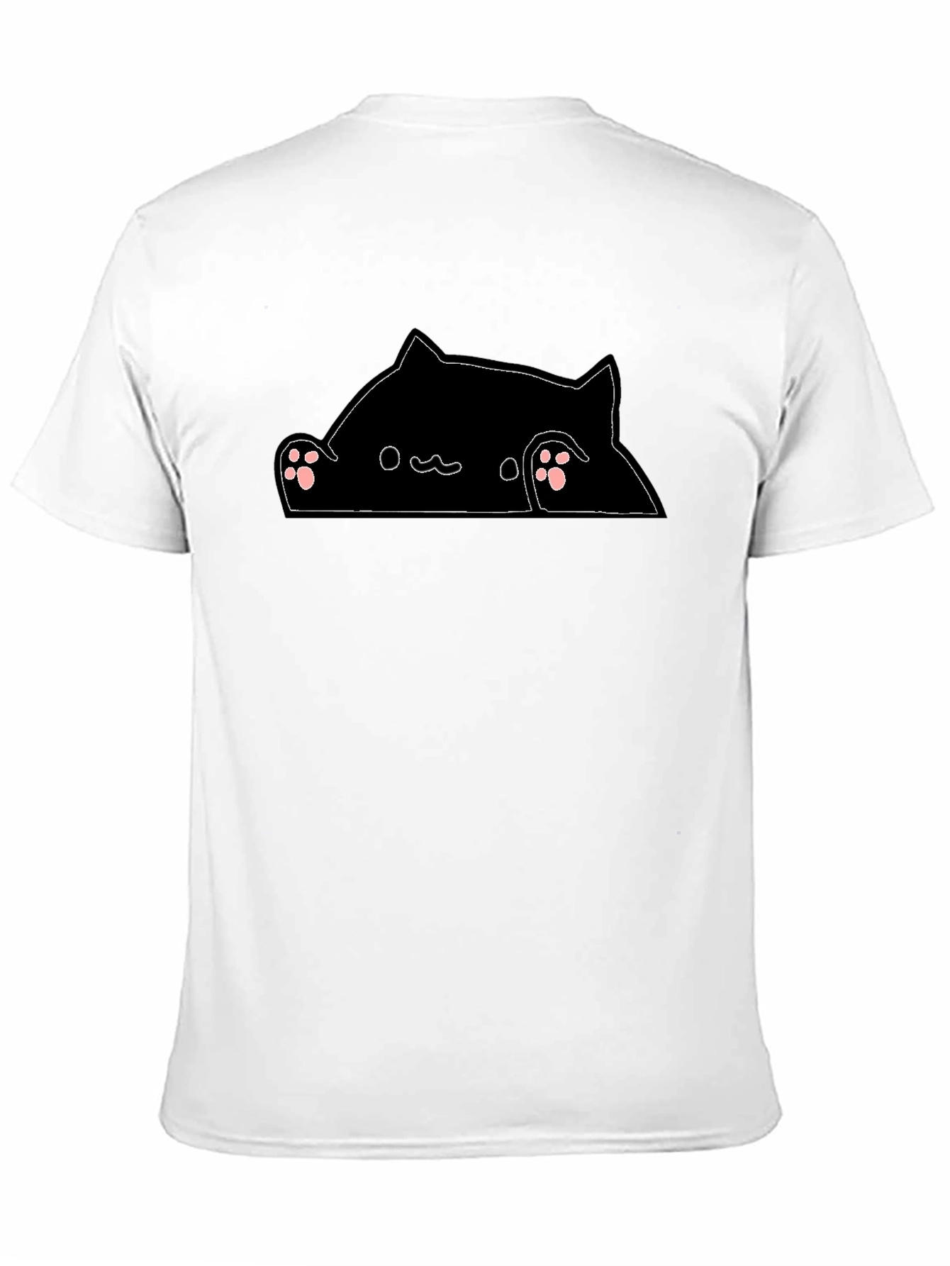 Peek-a-Boo Cat Graphic Tee - Black Cotton Blend T-Shirt
