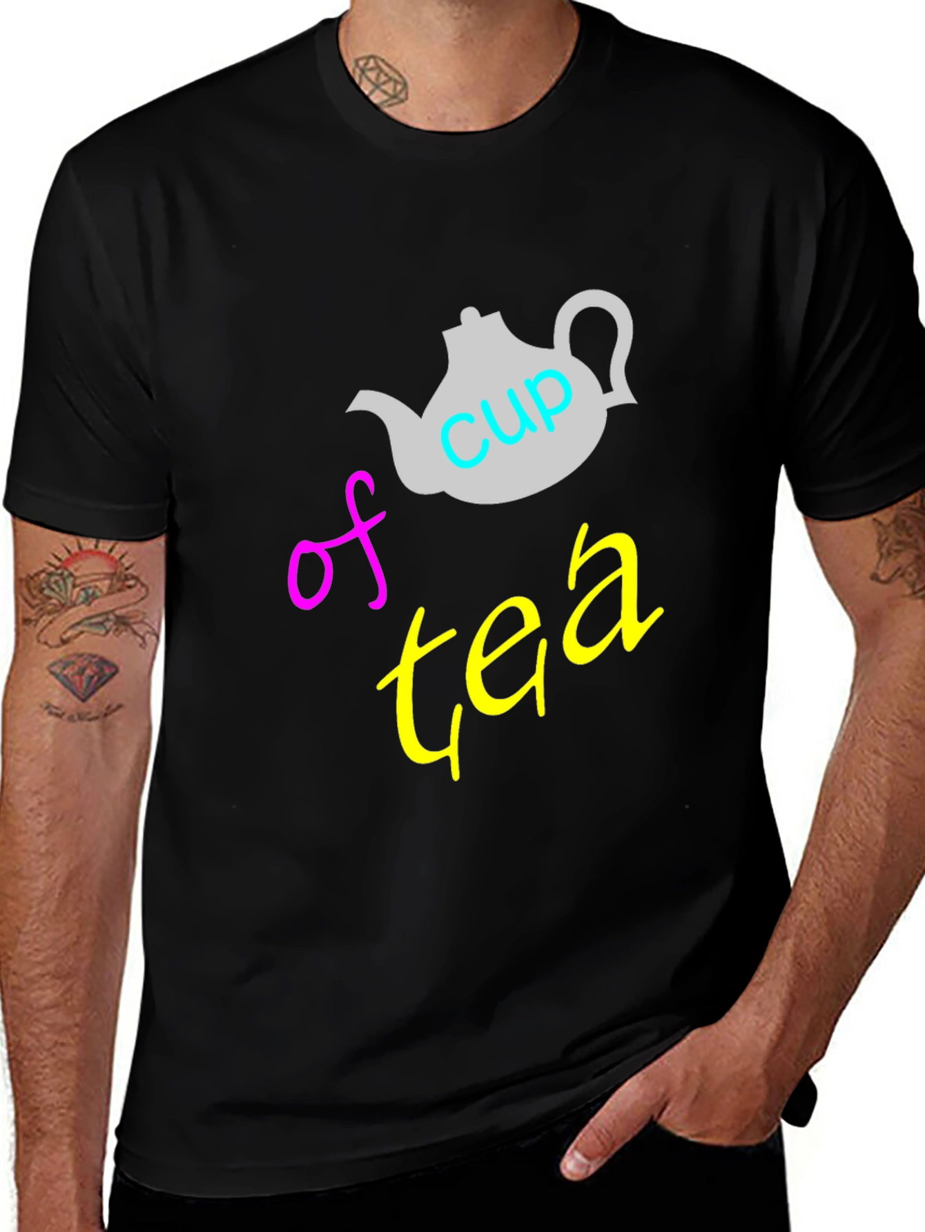 Cup of Tea T-Shirt - Black Unique Graphic Tee