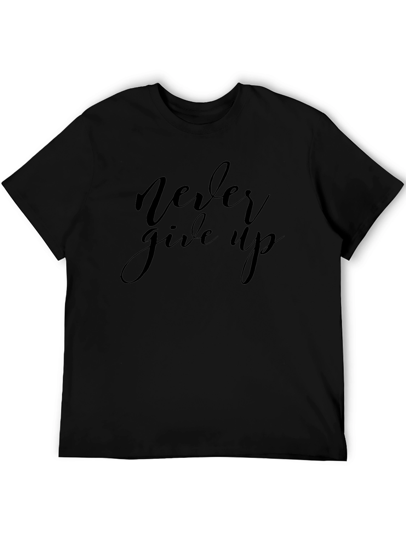 Never Give Up Black Graphic Tee