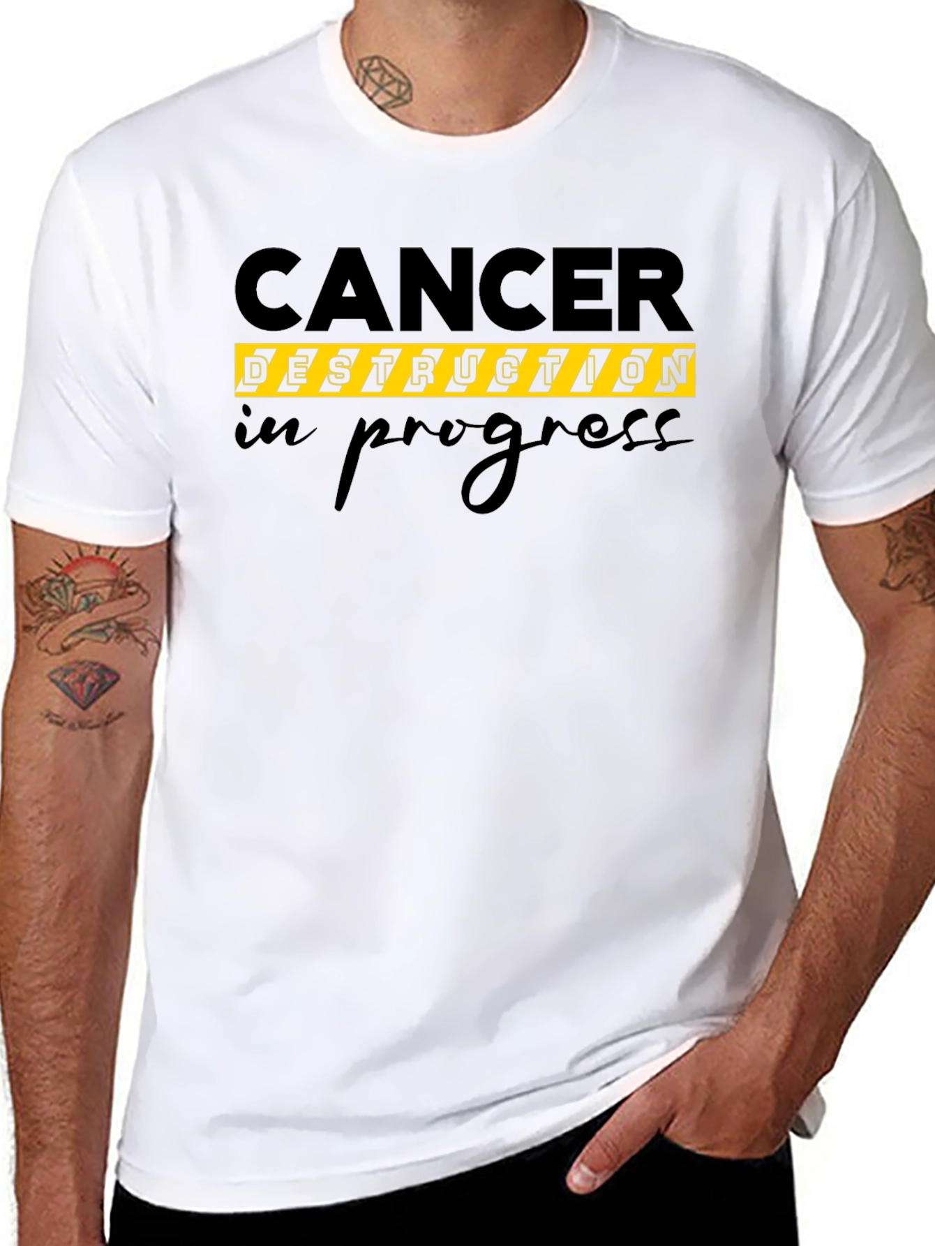 Cancer Destruction In Progress T-Shirt Black Cotton Tee