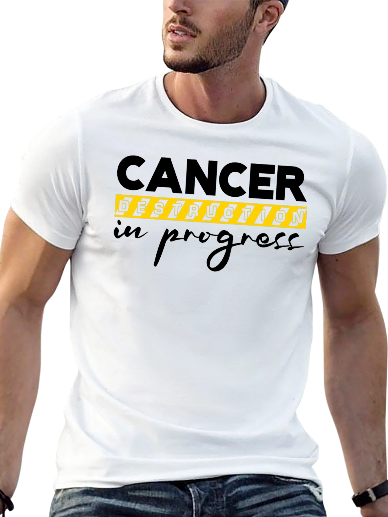 Cancer Destruction In Progress T-Shirt Black Cotton Tee