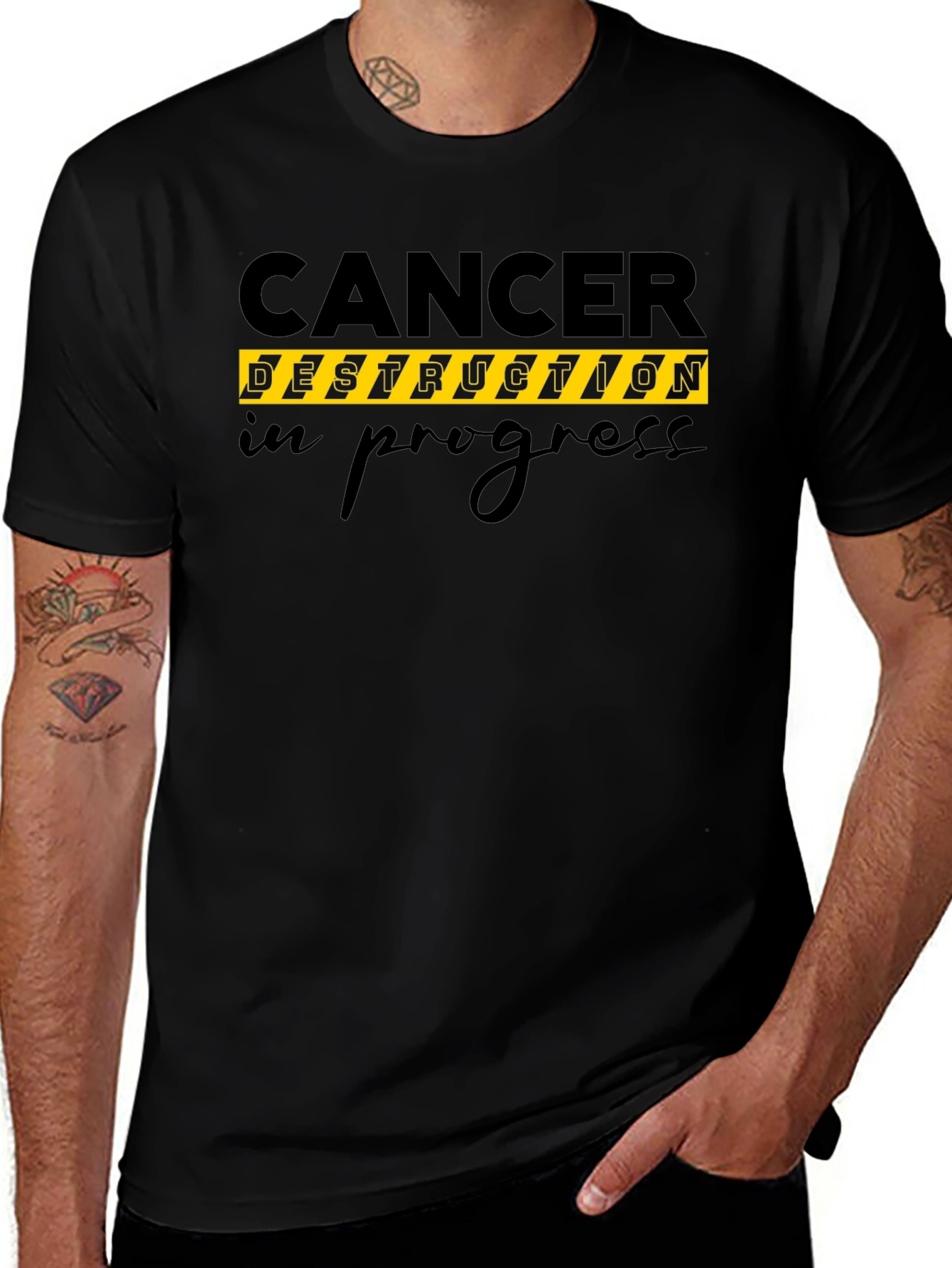 Cancer Destruction In Progress T-Shirt Black Cotton Tee