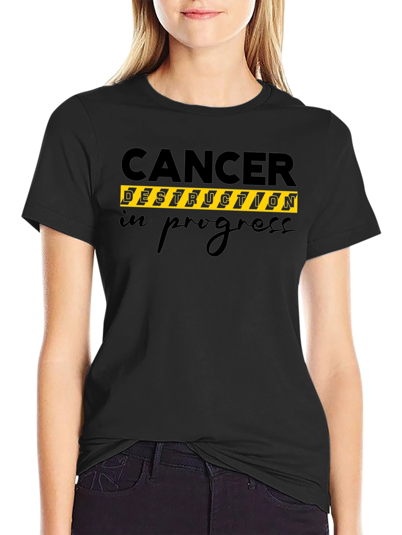 Cancer Destruction In Progress T-Shirt Black Cotton Tee