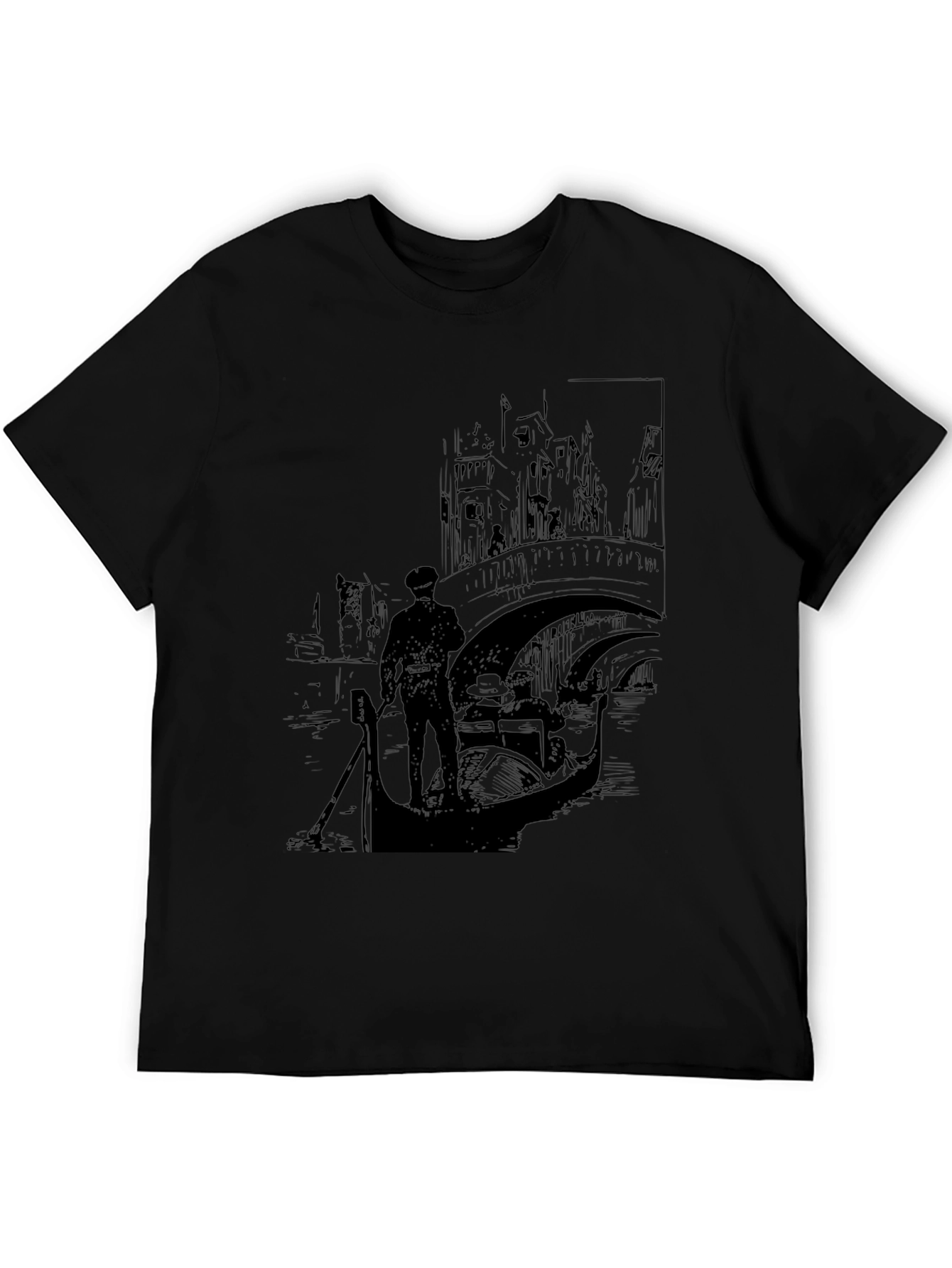 Venice Gondola Graphic Tee - Black T-Shirt