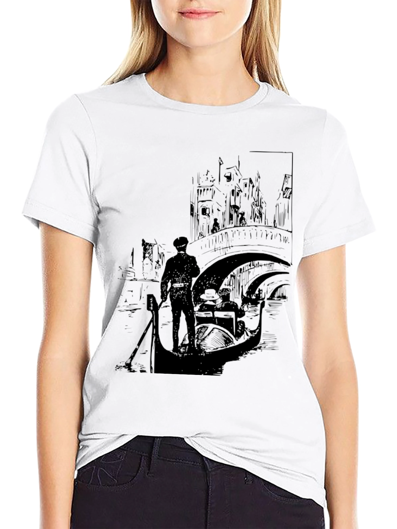 Venice Gondola Graphic Tee - Black T-Shirt