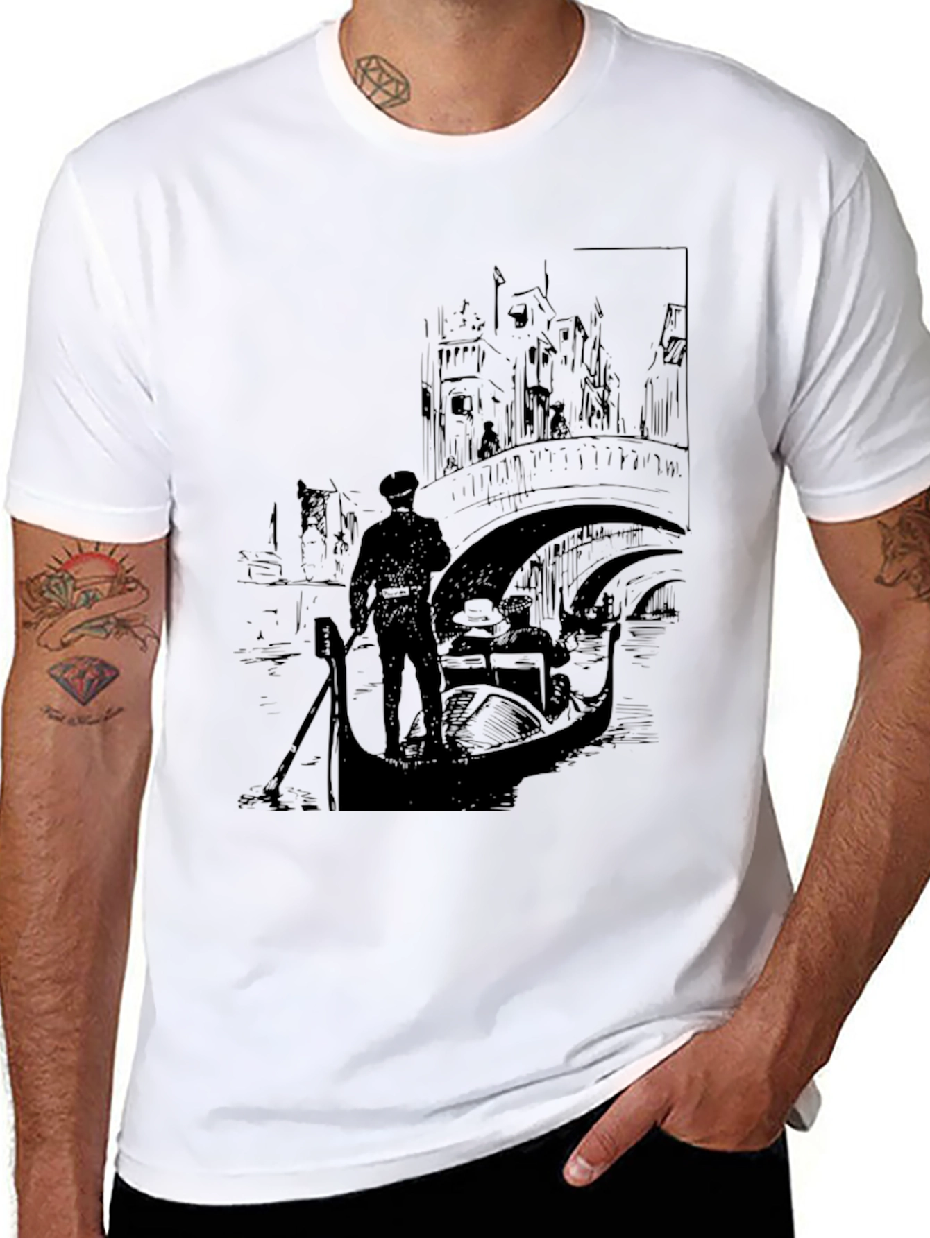 Venice Gondola Graphic Tee - Black T-Shirt