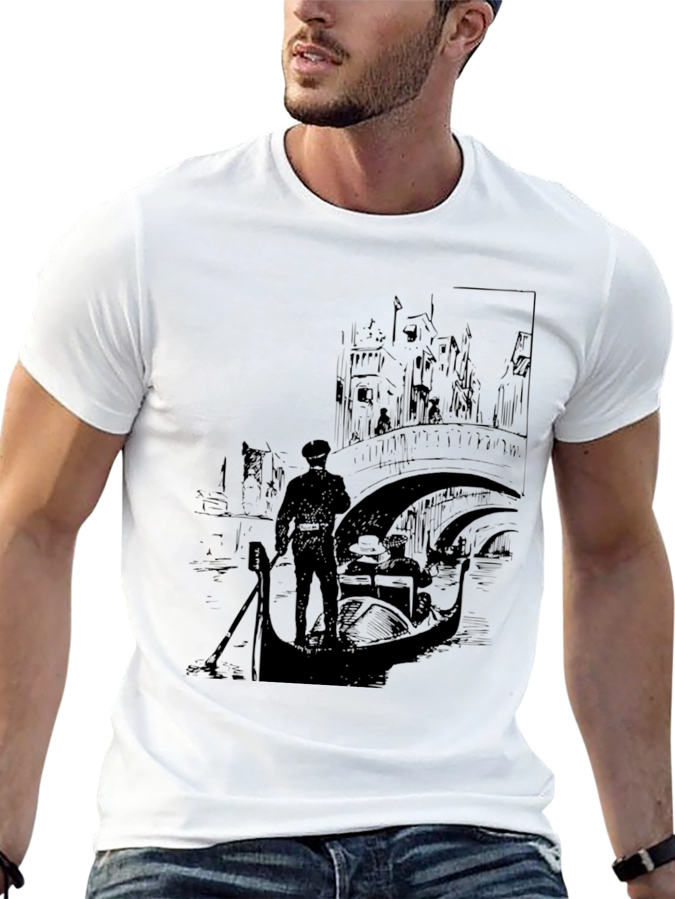 Venice Gondola Graphic Tee - Black T-Shirt