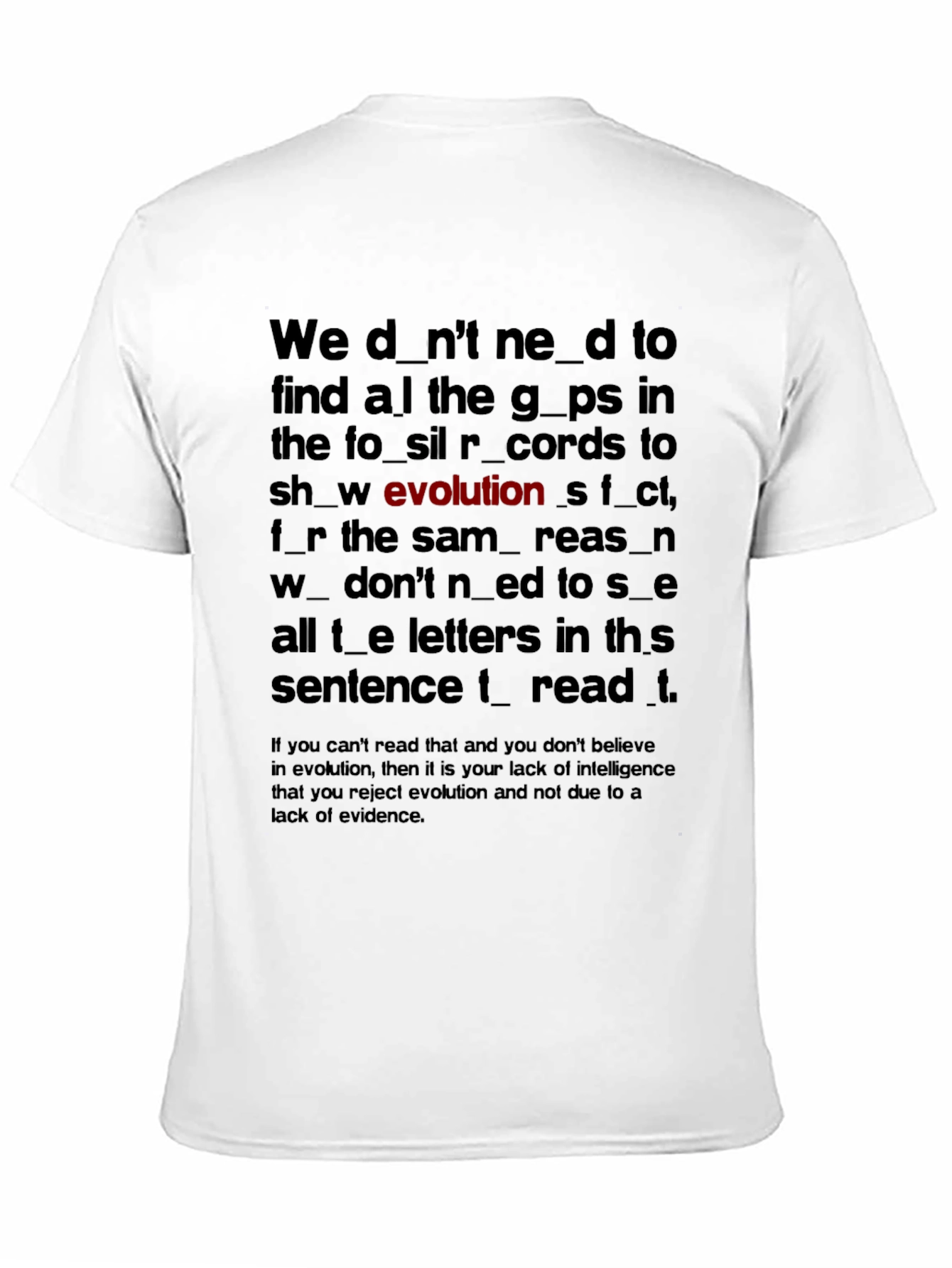 Evolution Missing Letters T-Shirt | Funny Evolution Graphic Tee | Humor Shirt | Geek Gift | Free Shipping $50+