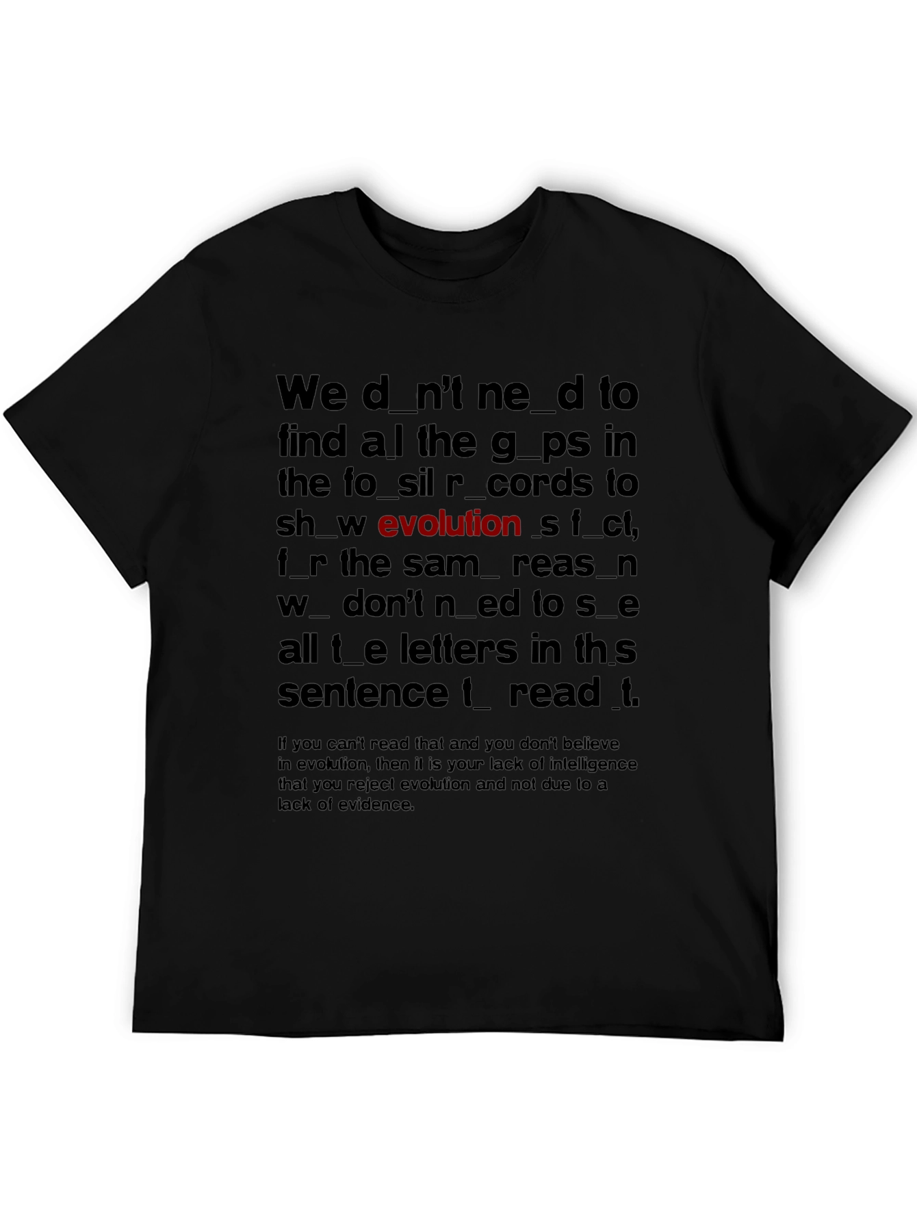 Evolution Missing Letters T-Shirt | Funny Evolution Graphic Tee | Humor Shirt | Geek Gift | Free Shipping $50+