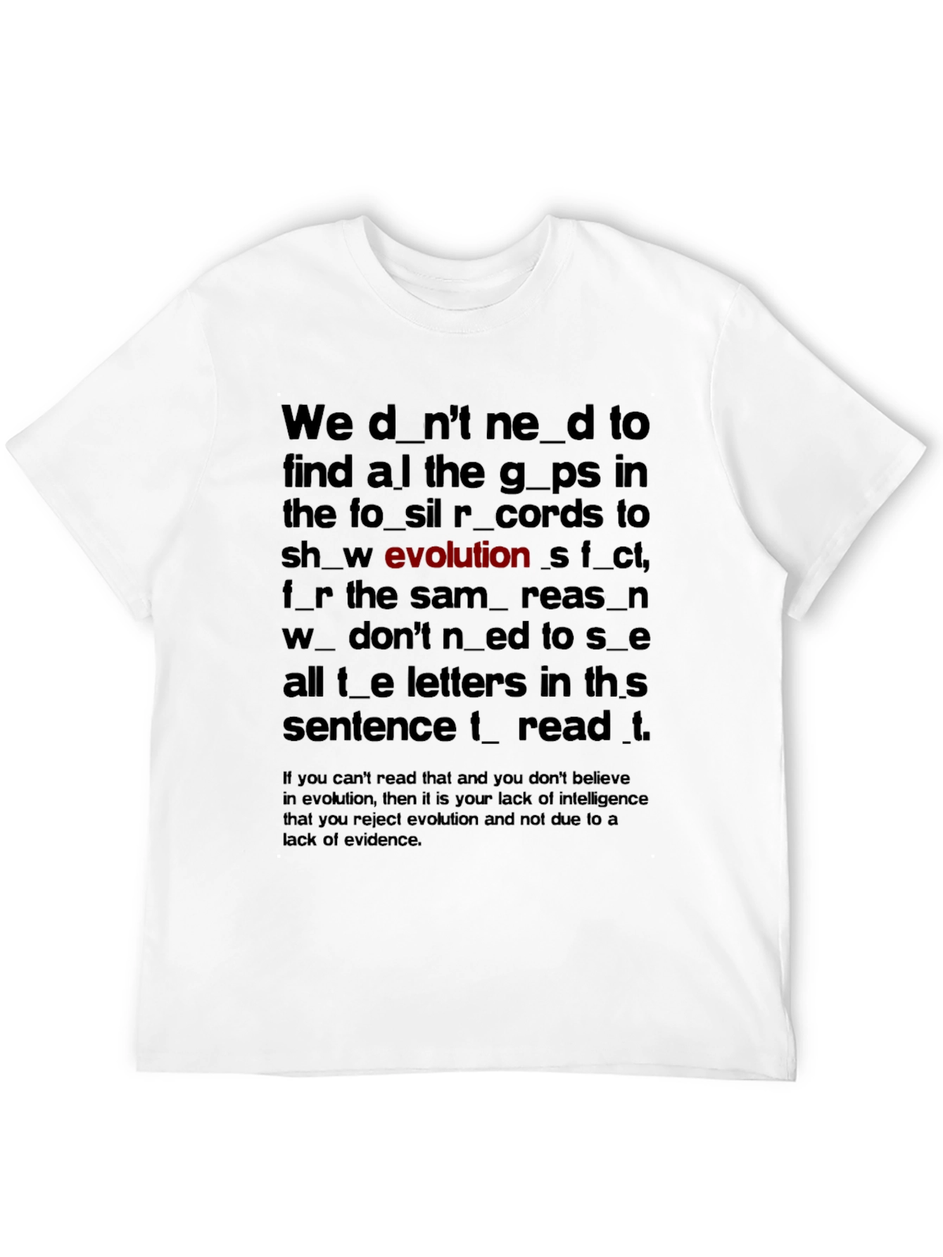 Evolution Missing Letters T-Shirt | Funny Evolution Graphic Tee | Humor Shirt | Geek Gift | Free Shipping $50+