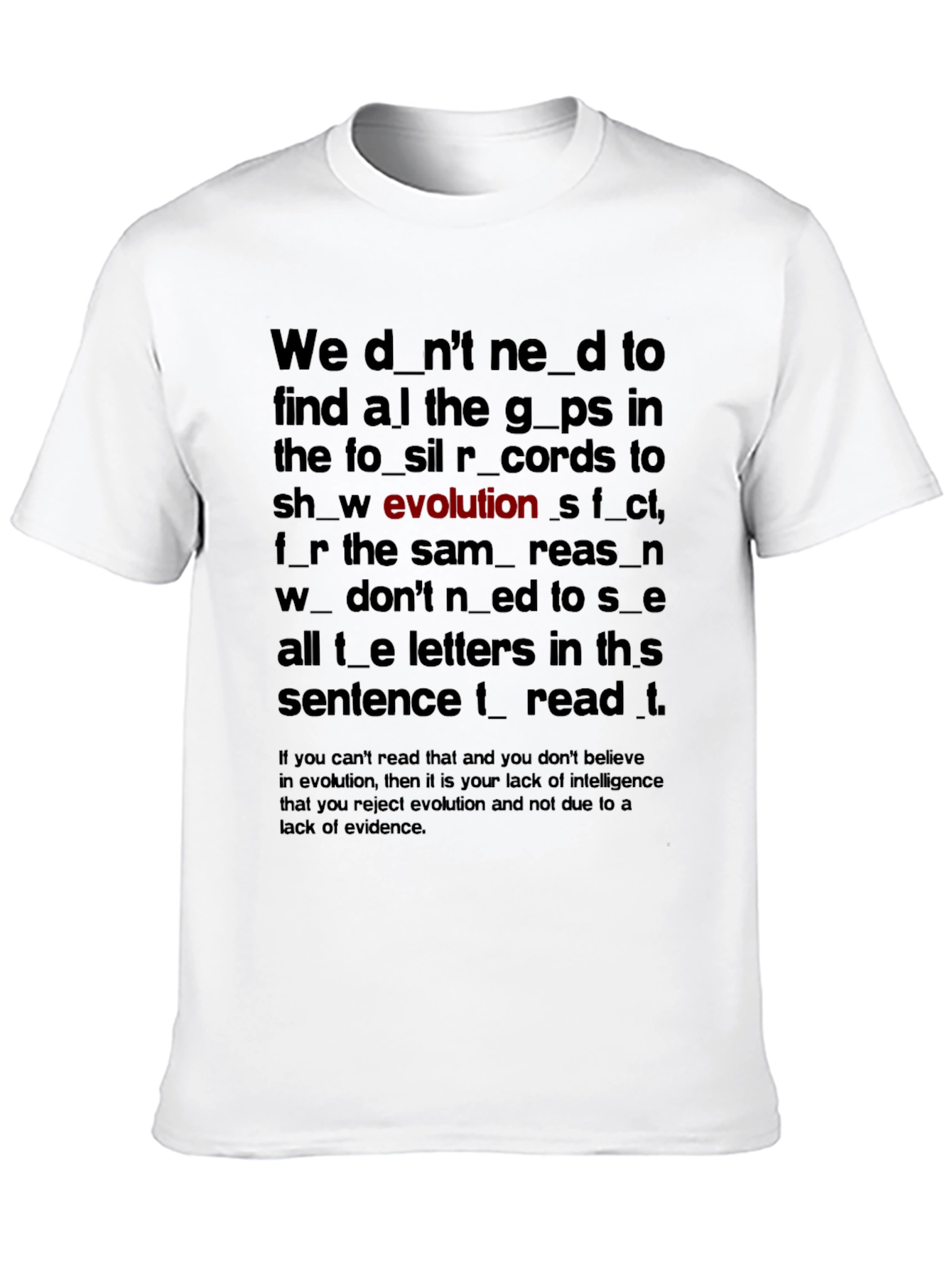 Evolution Missing Letters T-Shirt | Funny Evolution Graphic Tee | Humor Shirt | Geek Gift | Free Shipping $50+