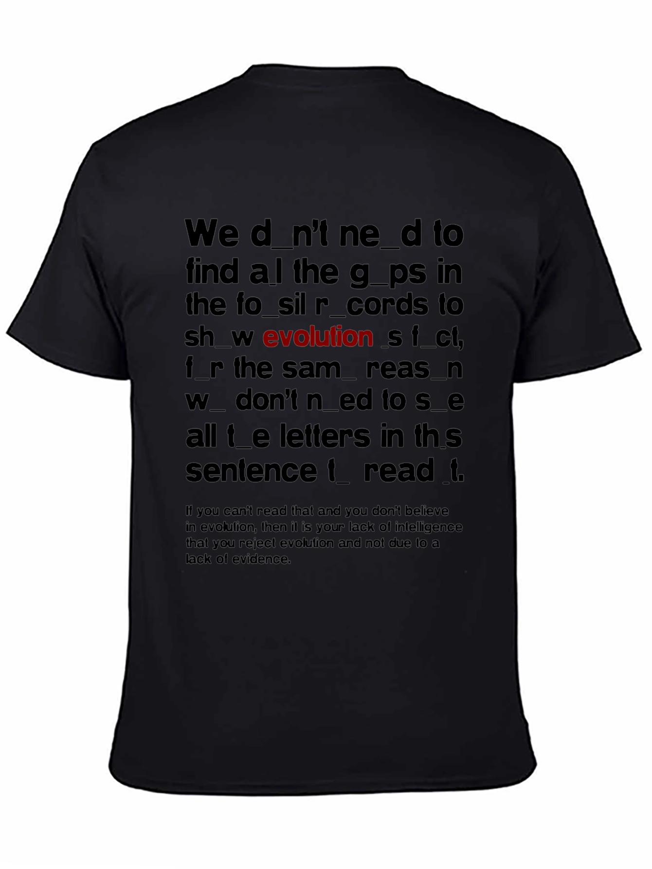 Evolution Missing Letters T-Shirt | Funny Evolution Graphic Tee | Humor Shirt | Geek Gift | Free Shipping $50+