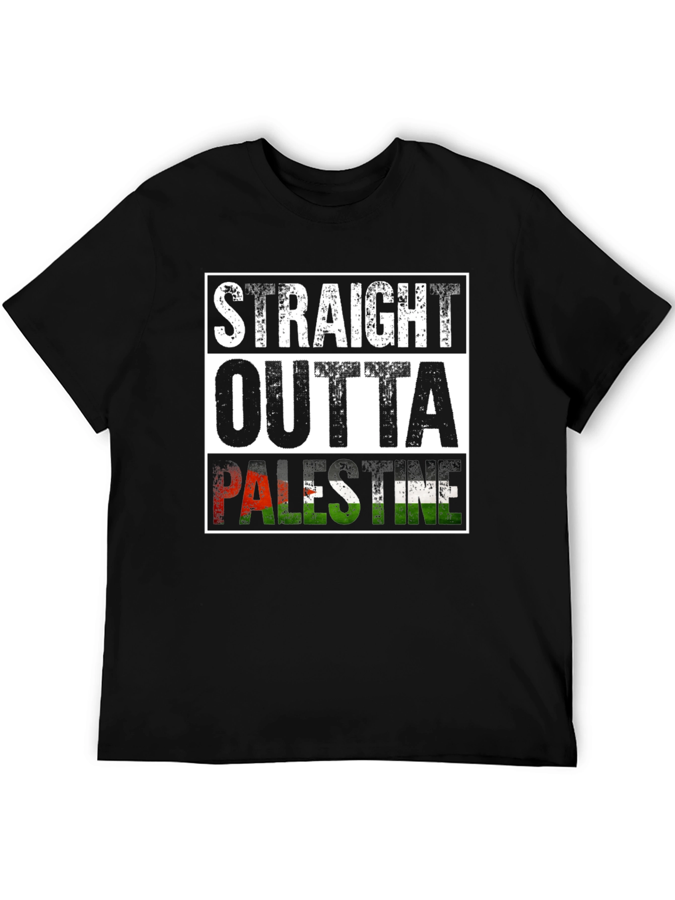 Straight Outta Palestine Black T-Shirt