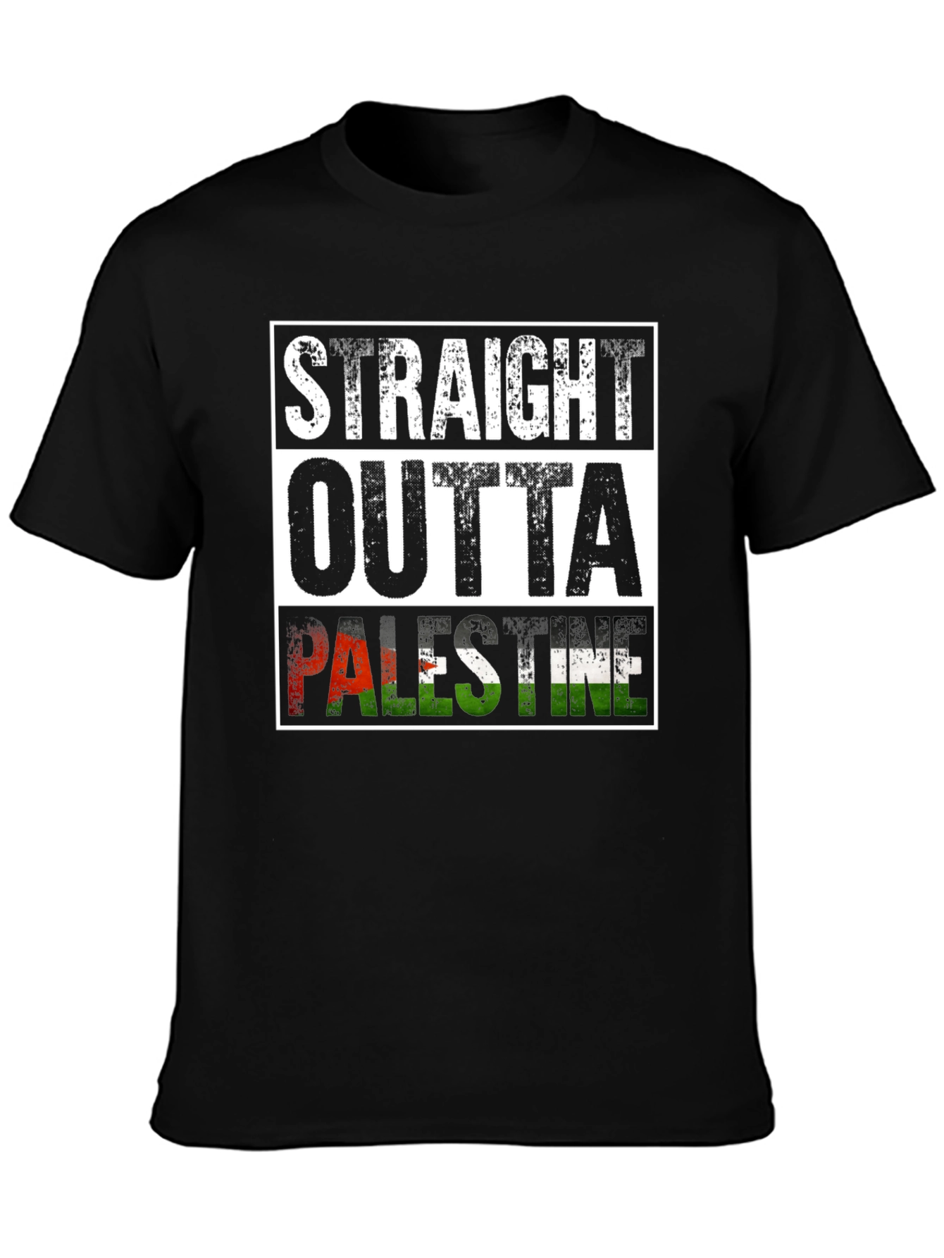 Straight Outta Palestine Black T-Shirt