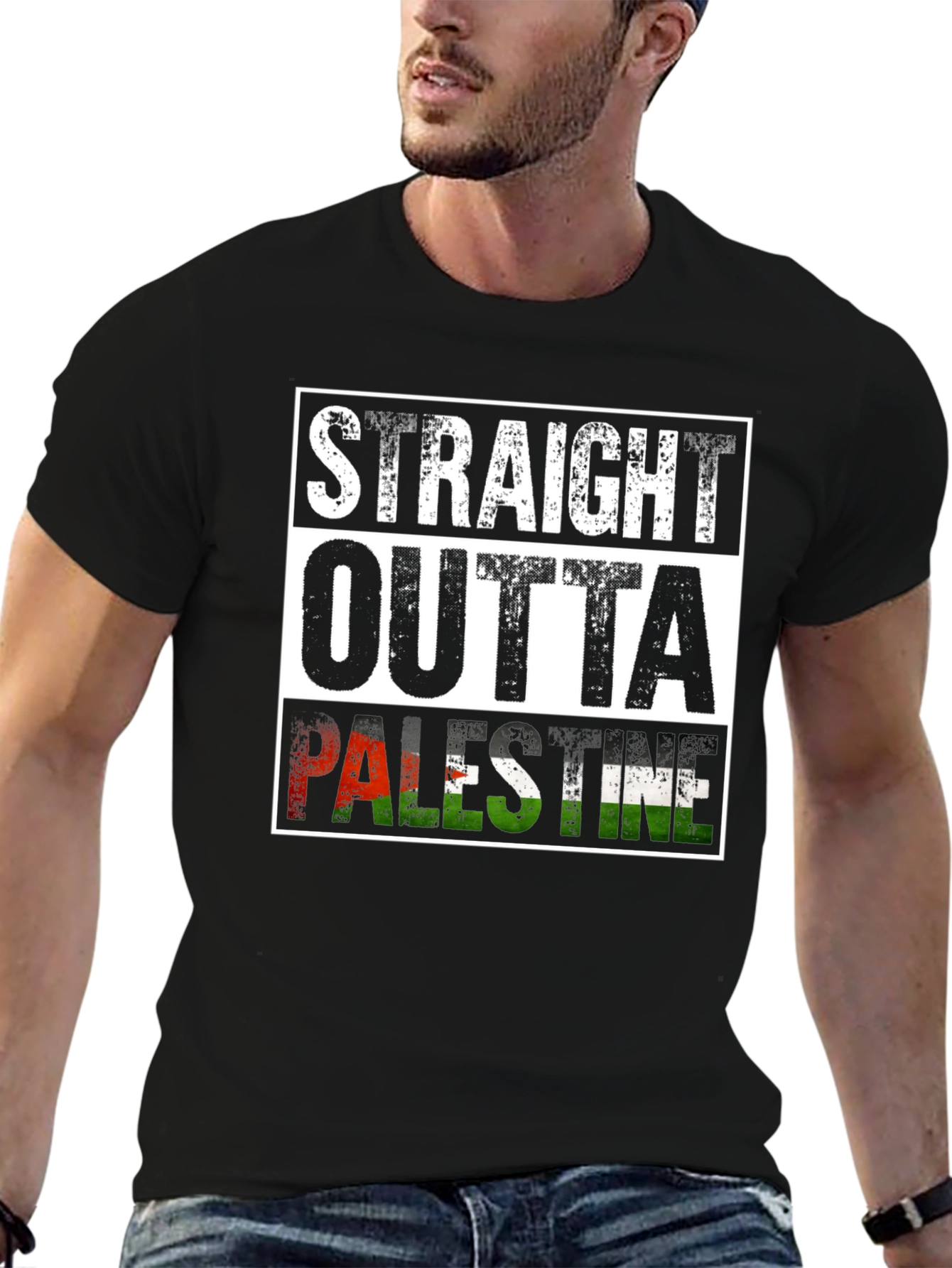 Straight Outta Palestine Black T-Shirt