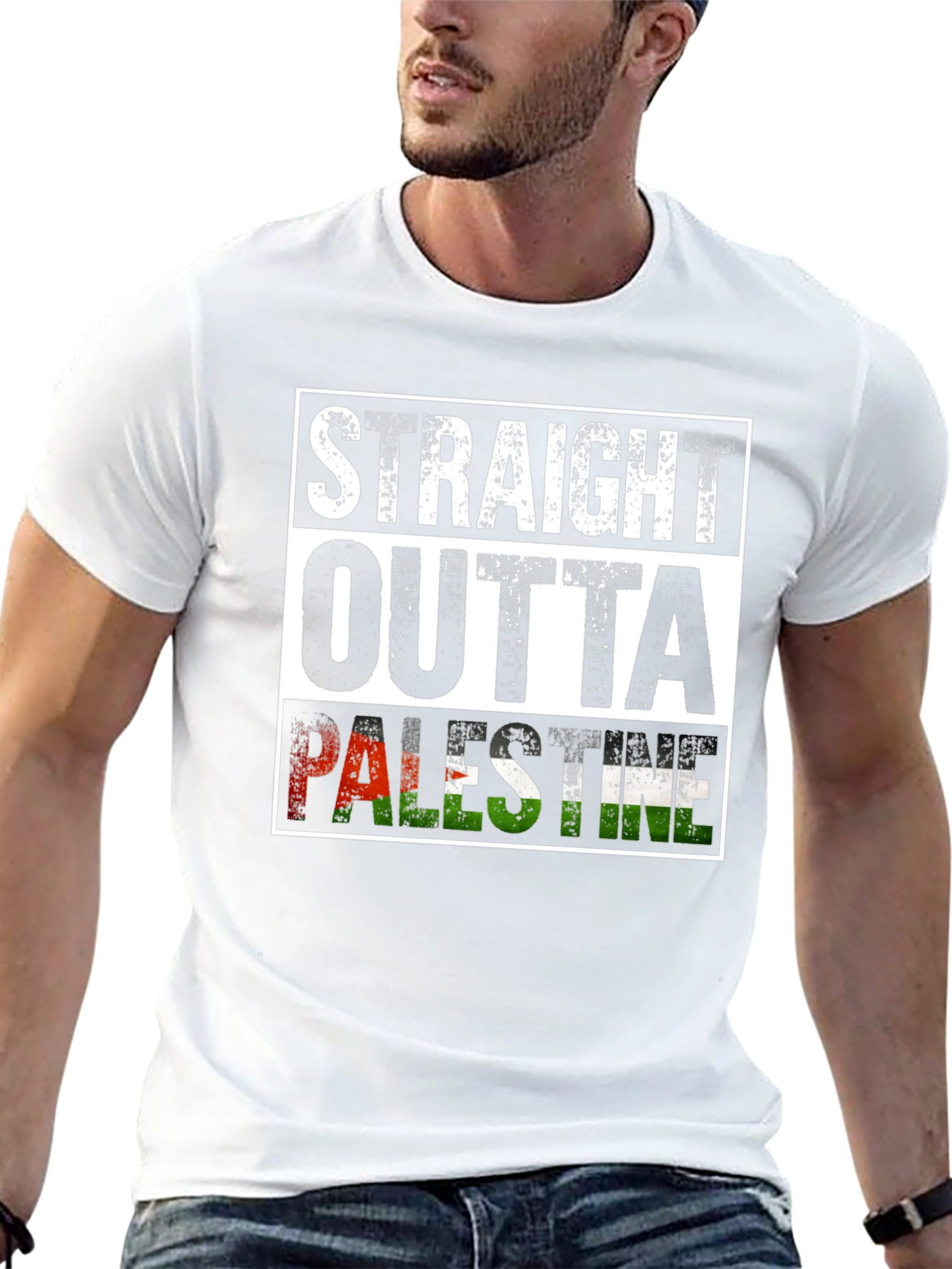 Straight Outta Palestine Black T-Shirt
