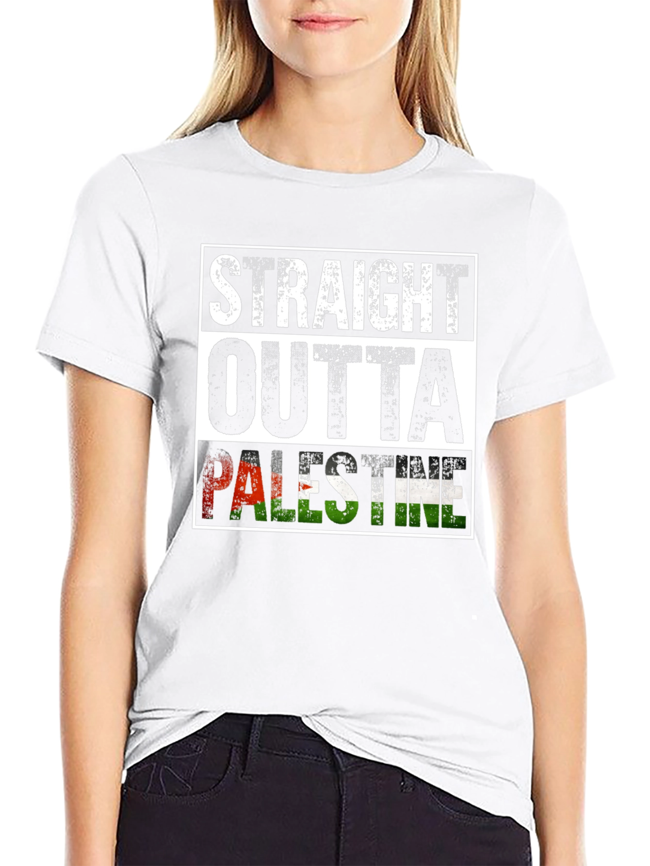 Straight Outta Palestine Black T-Shirt