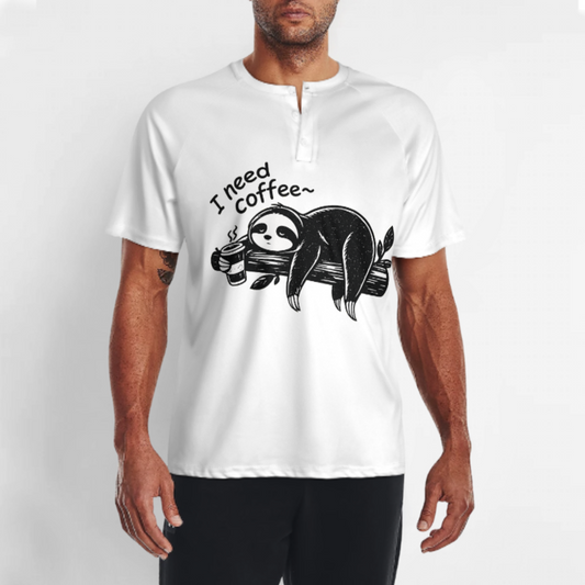 I Need Coffee Funny Sloth Graphic T-Shirt – Cute Lazy Animal Lover Tee(z974)
