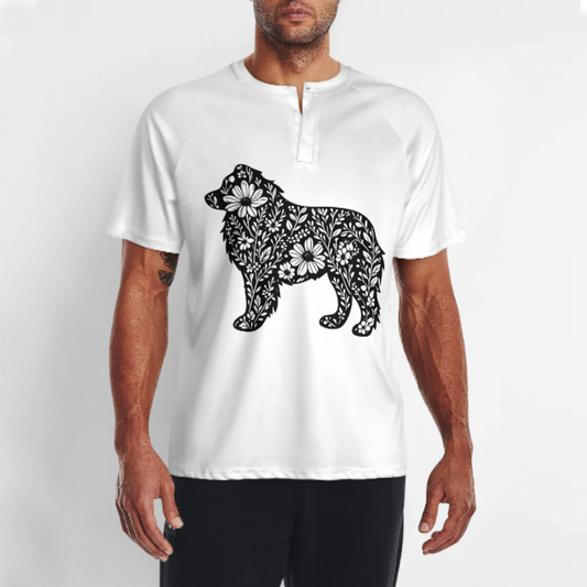 Floral Dog Silhouette T-Shirt | Nature-Inspired Pet Lover Graphic Tee(z977)