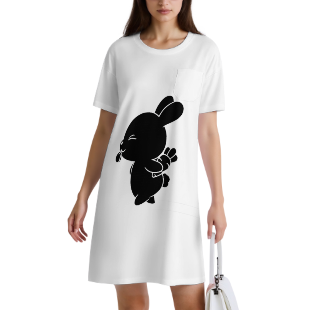 Funny Cheeky Bunny Graphic T-Shirt – Cute Cartoon Rabbit Peace Sign Tee(z922)