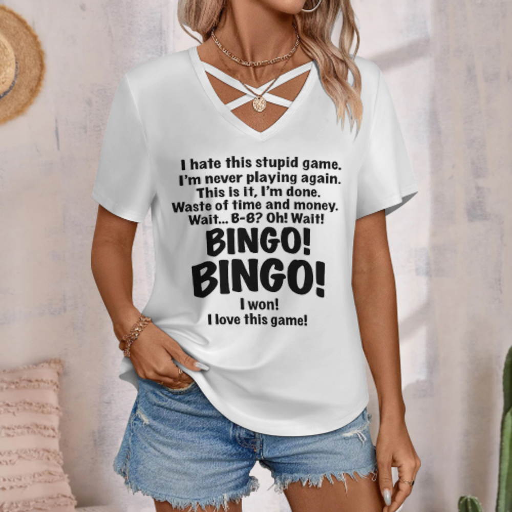 Funny Bingo Lover T-Shirt – “I Hate This Stupid Game... BINGO!” Humorous Bingo Player Graphic Tee(z942)