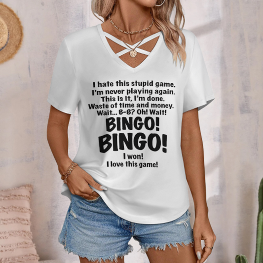 Funny Bingo Lover T-Shirt – “I Hate This Stupid Game... BINGO!” Humorous Bingo Player Graphic Tee(z942)