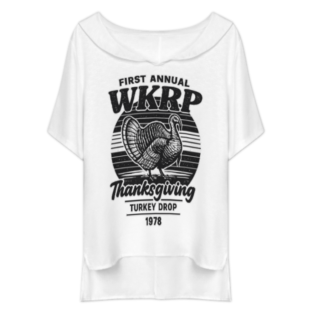 WKRP Thanksgiving Turkey Drop 1978 Vintage Graphic T-Shirt Dress | Retro Holiday Humor Tee Dress(z935)