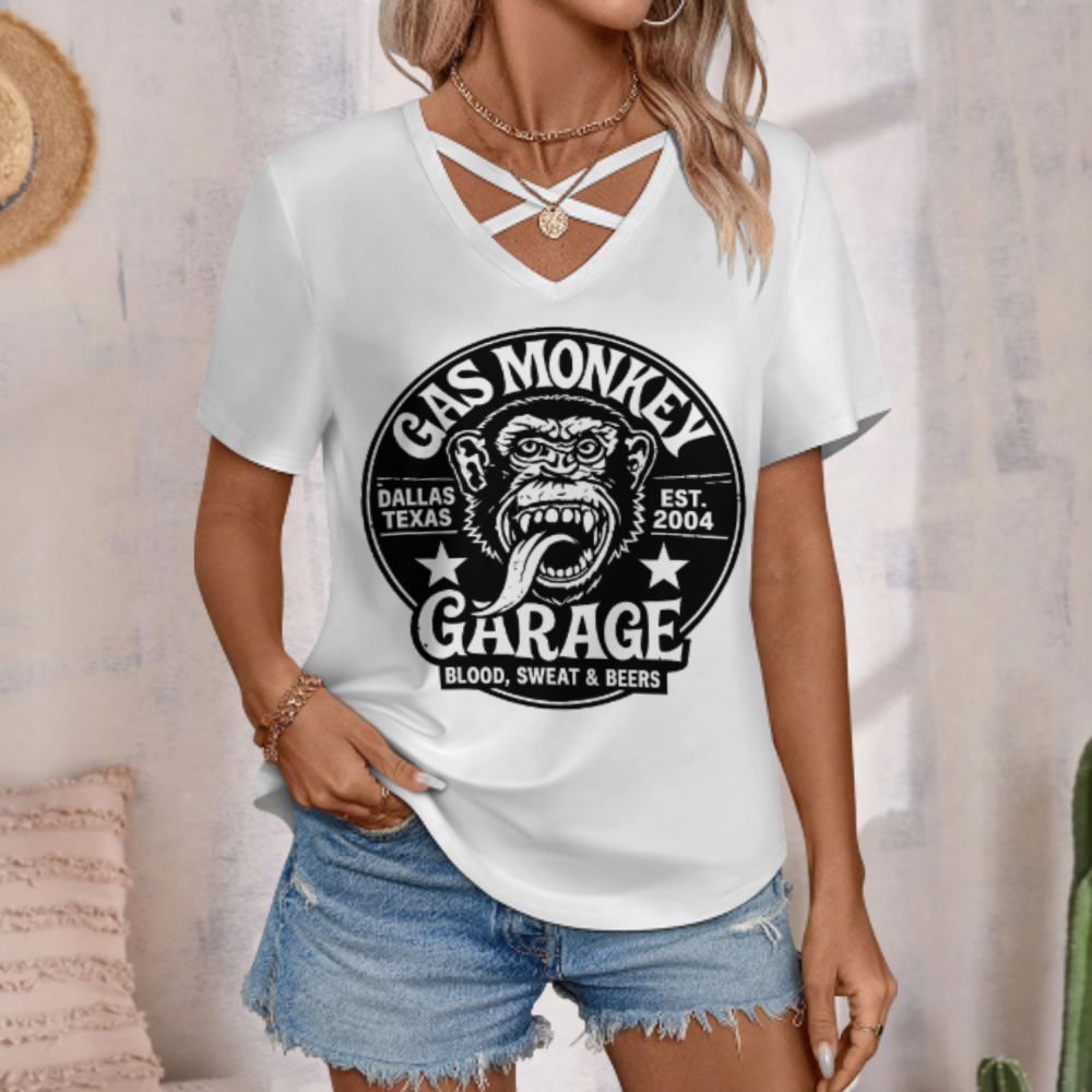 Vintage Monkey Garage Graphic T-Shirt | Retro Mechanic Hot Rod Car Enthusiast Tee(z941)