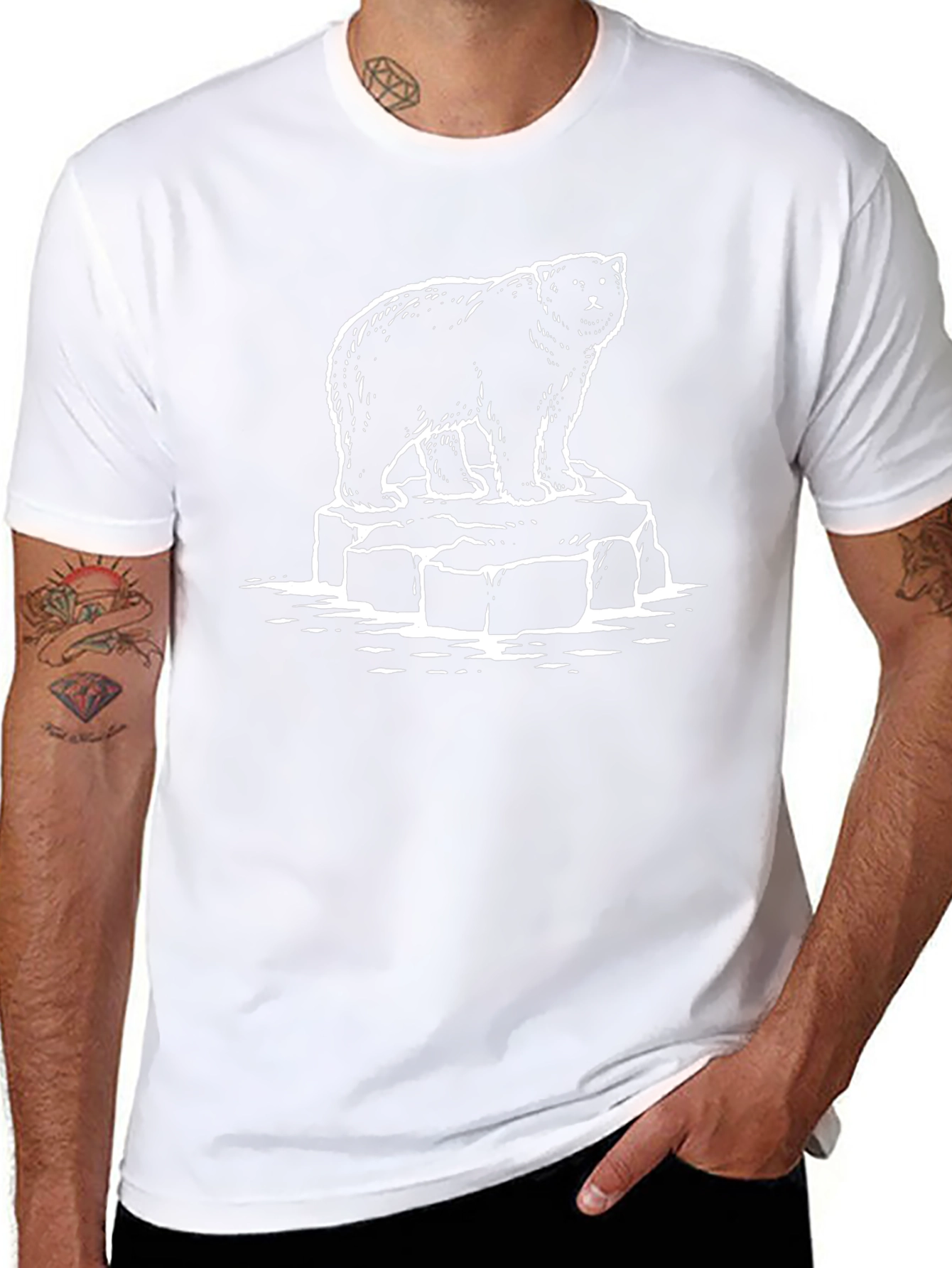 Bear Graphic Print Tee - Black