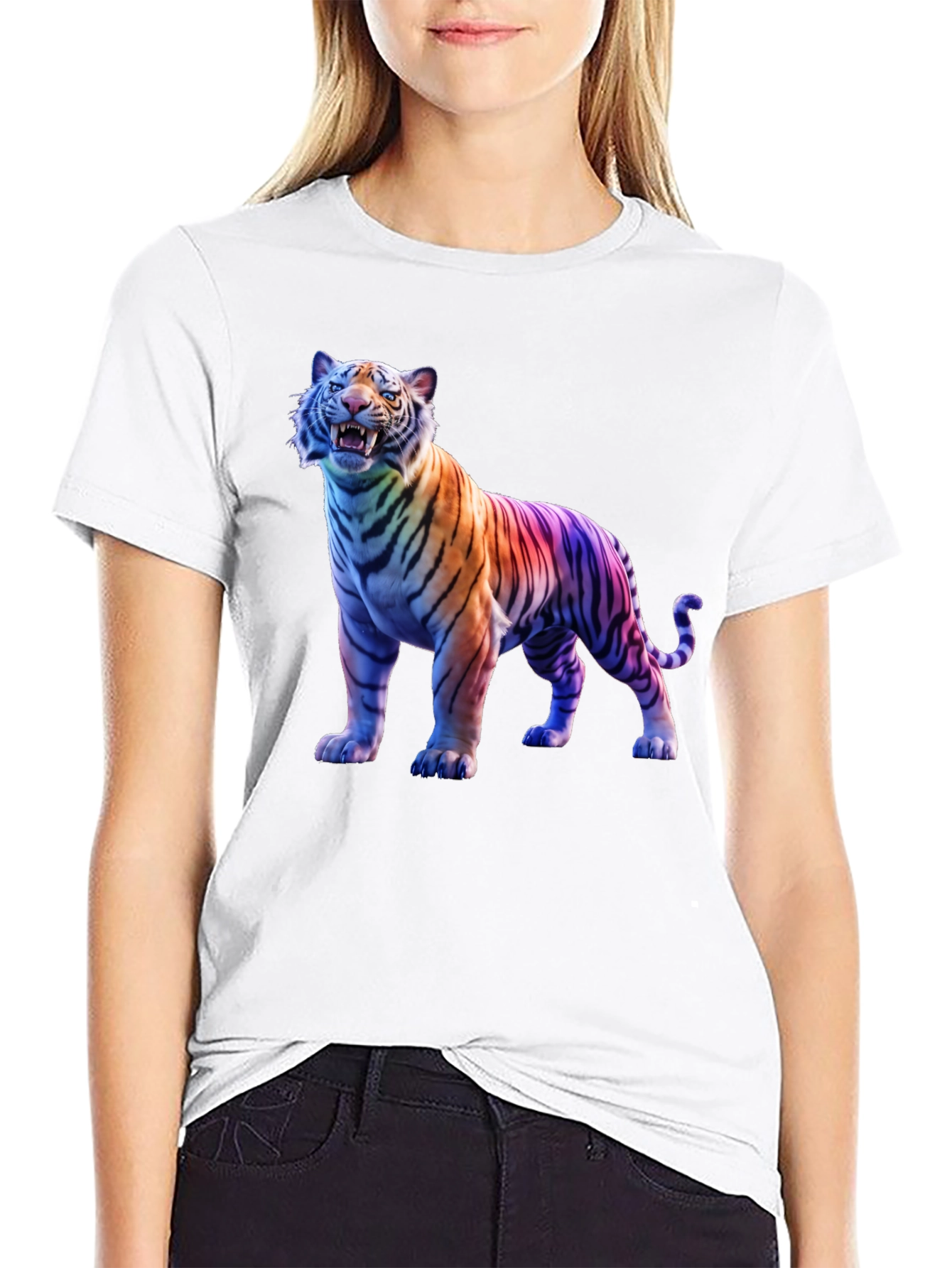 Rainbow Tiger Graphic Tee - Black