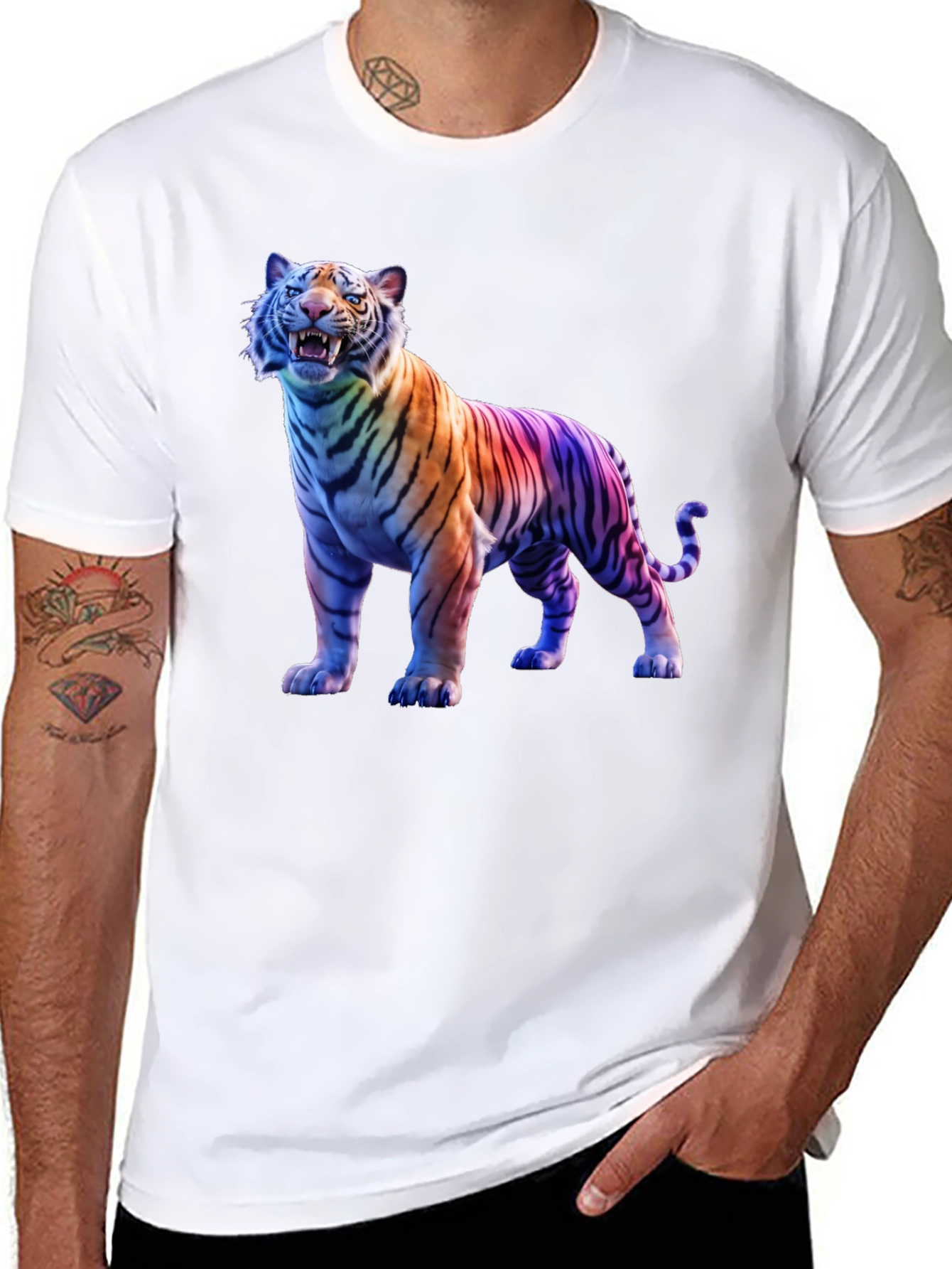 Rainbow Tiger Graphic Tee - Black