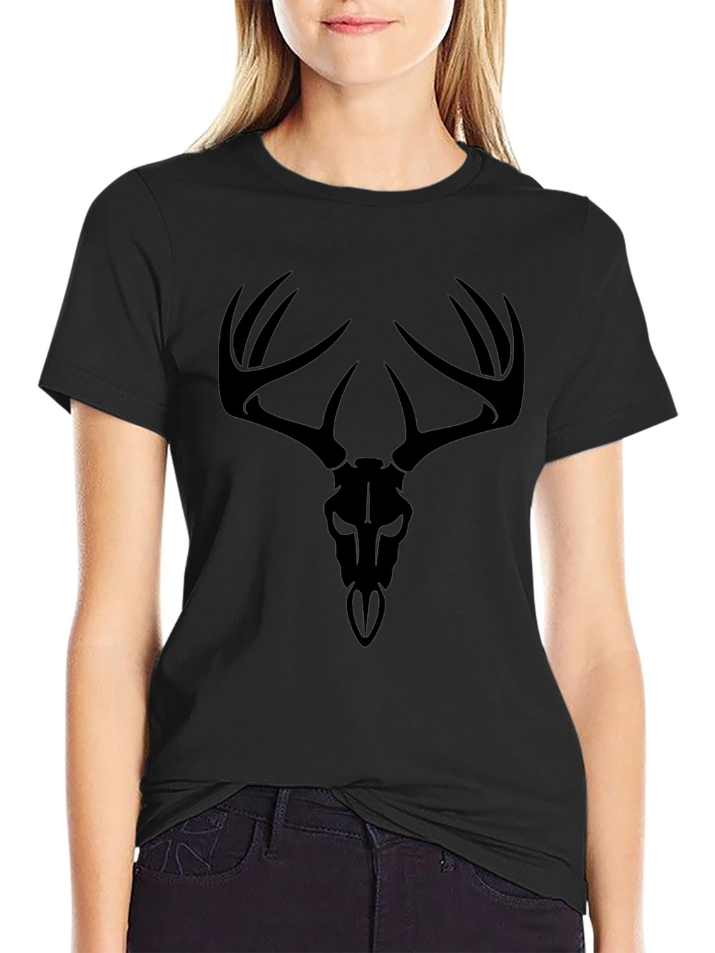 Black Deer Skull Graphic Tee
