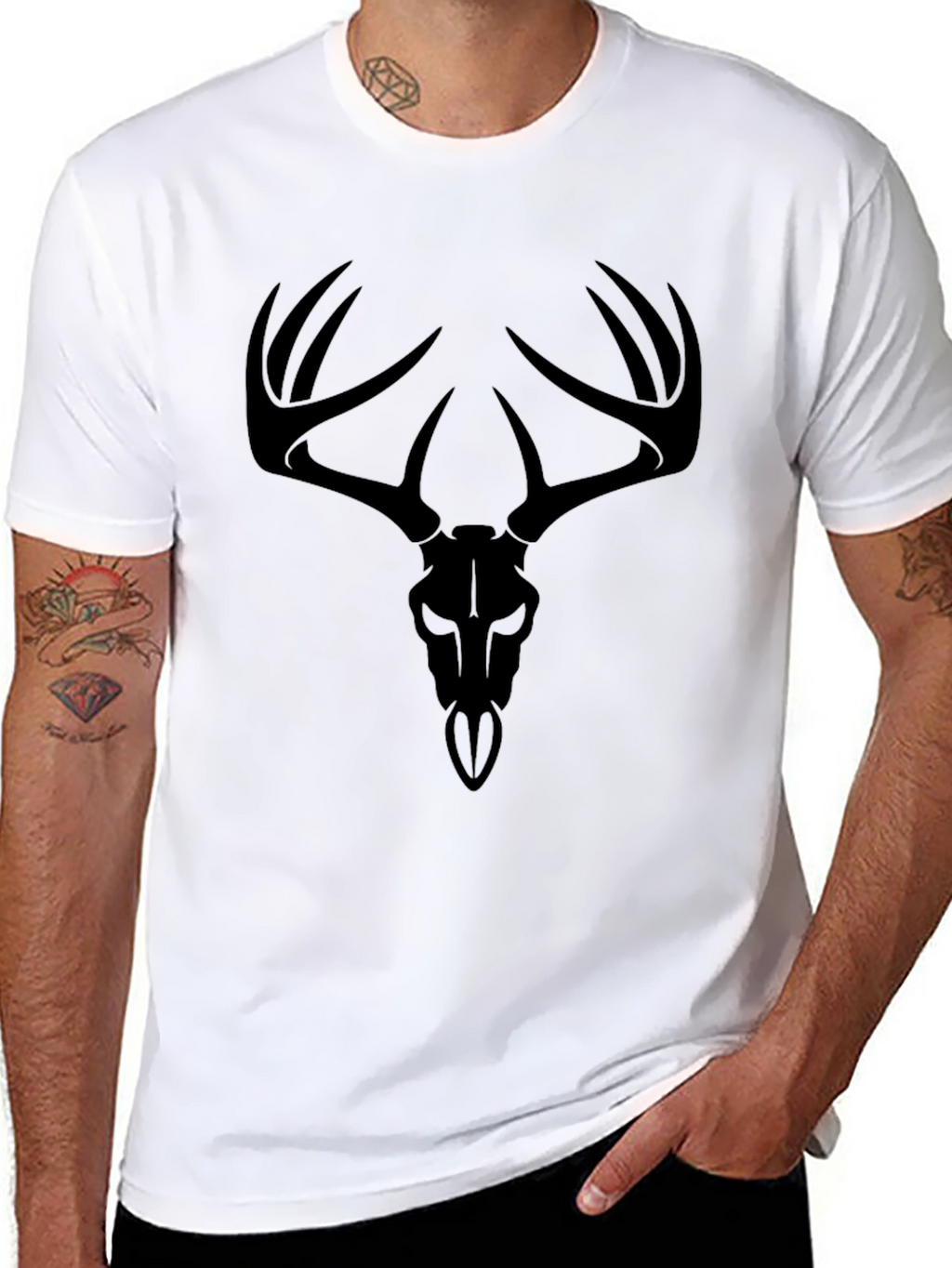 Black Deer Skull Graphic Tee