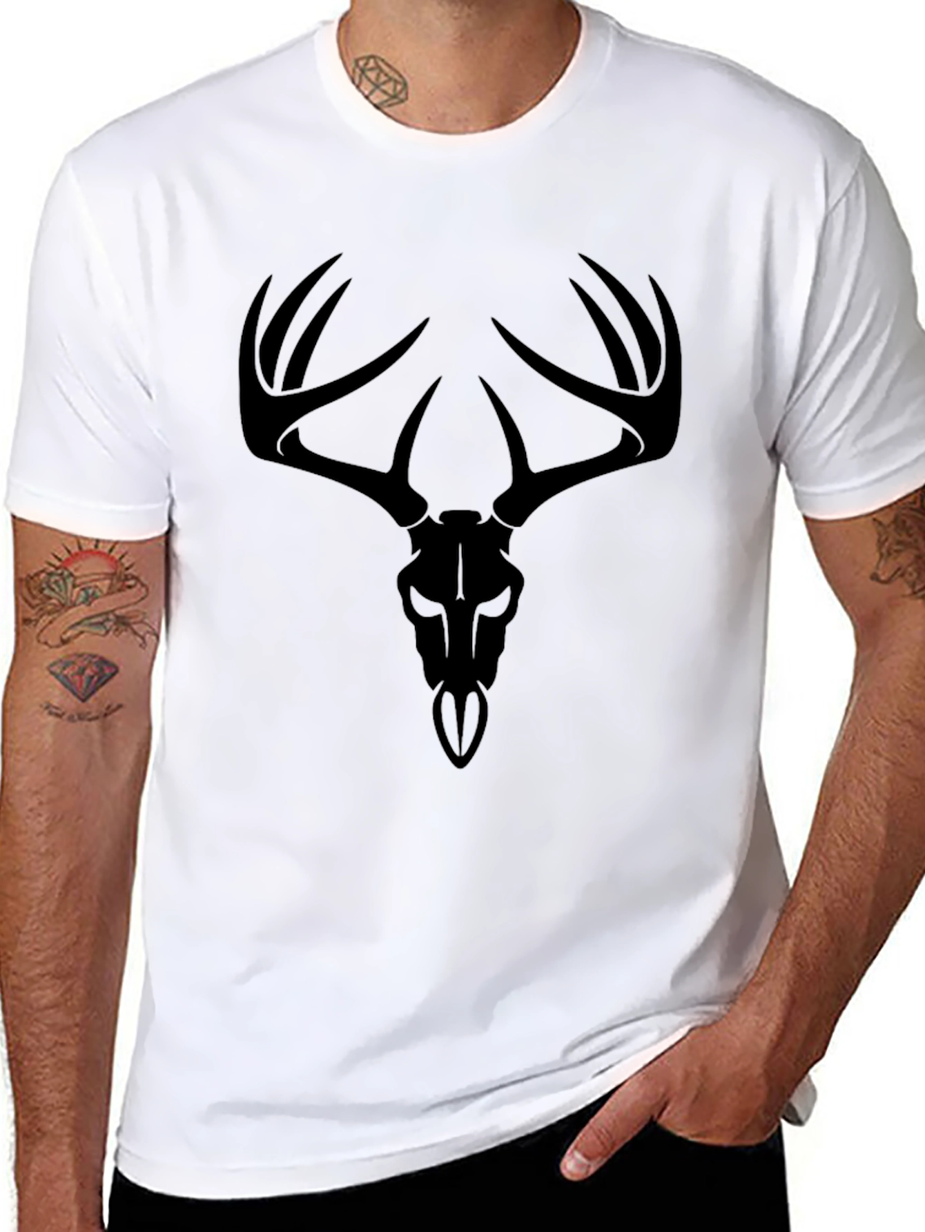 Black Deer Skull Graphic Tee