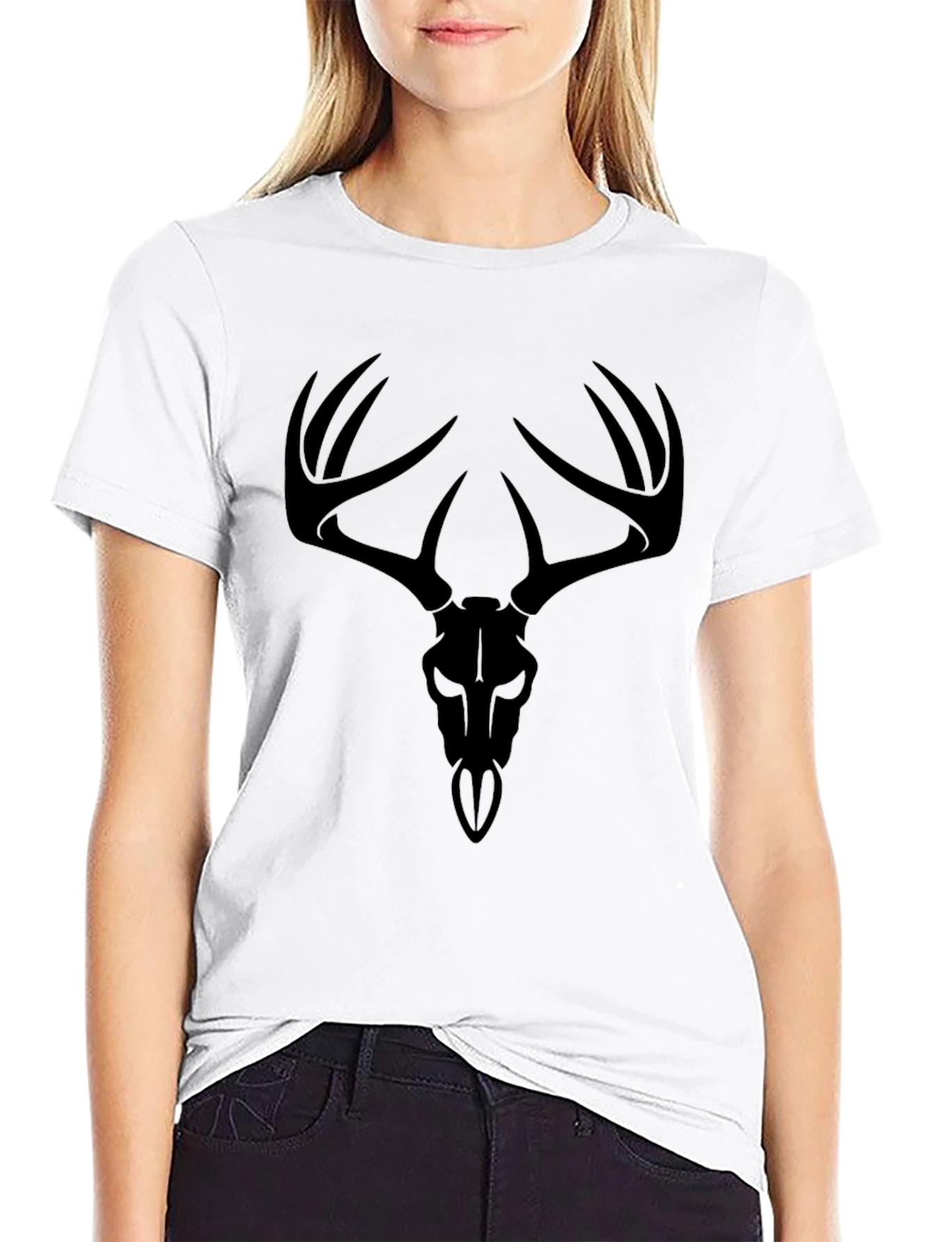 Black Deer Skull Graphic Tee