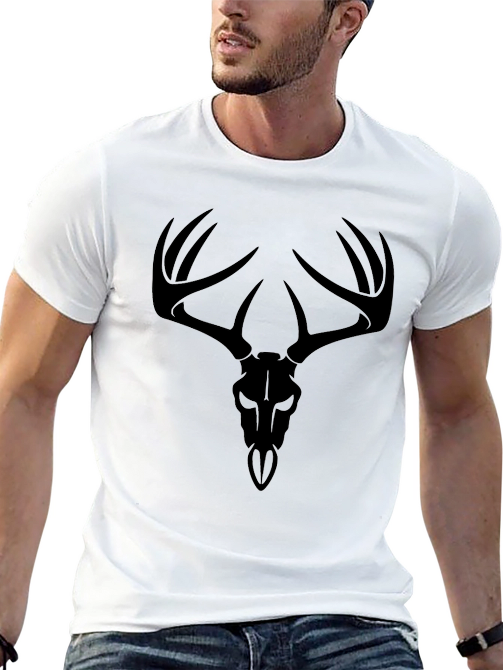 Black Deer Skull Graphic Tee